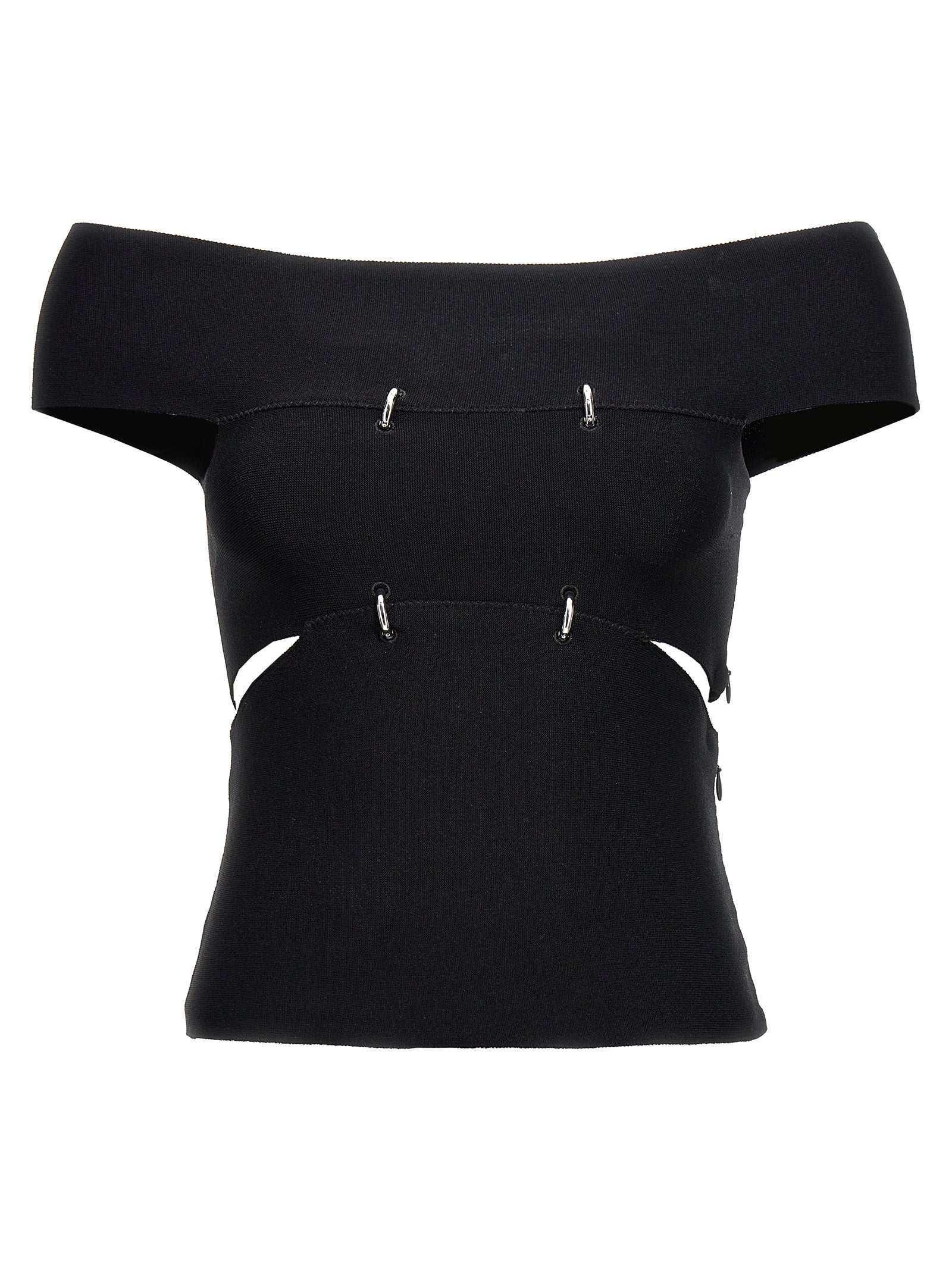 Alexander Mcqueen-Cut Out Top Top Nero-Donna