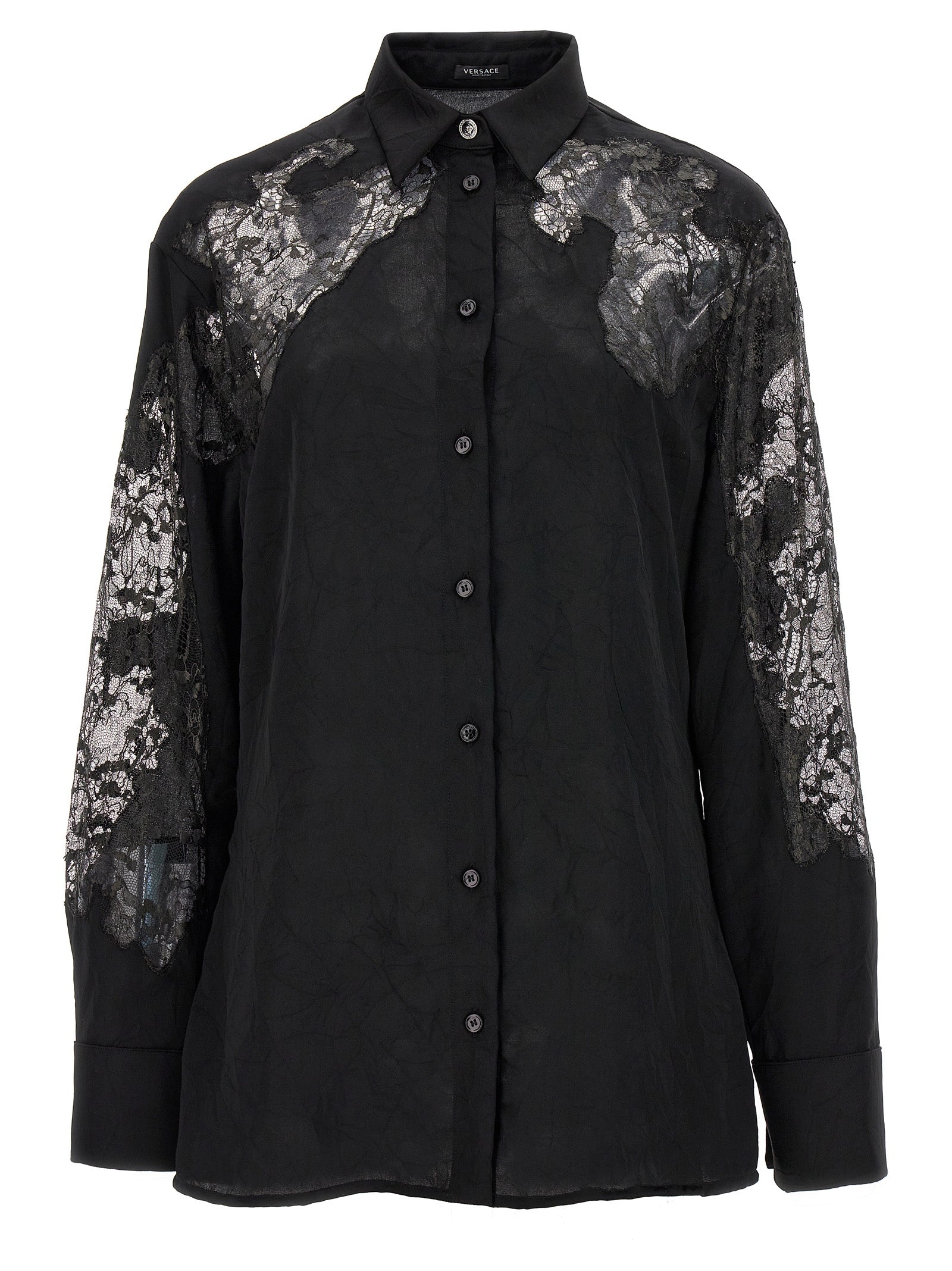 Versace-Satin Lace Shirt Camicie Nero-Donna