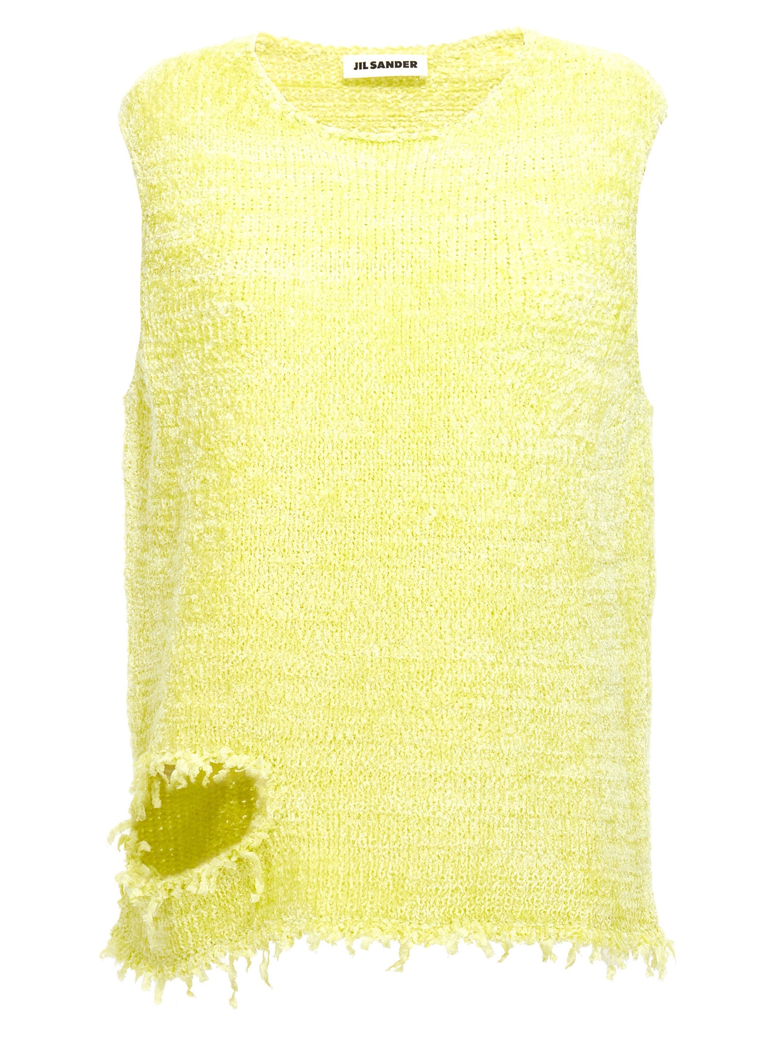 Jil Sander-Destroyed Chenille Vest Gilet Giallo-Uomo