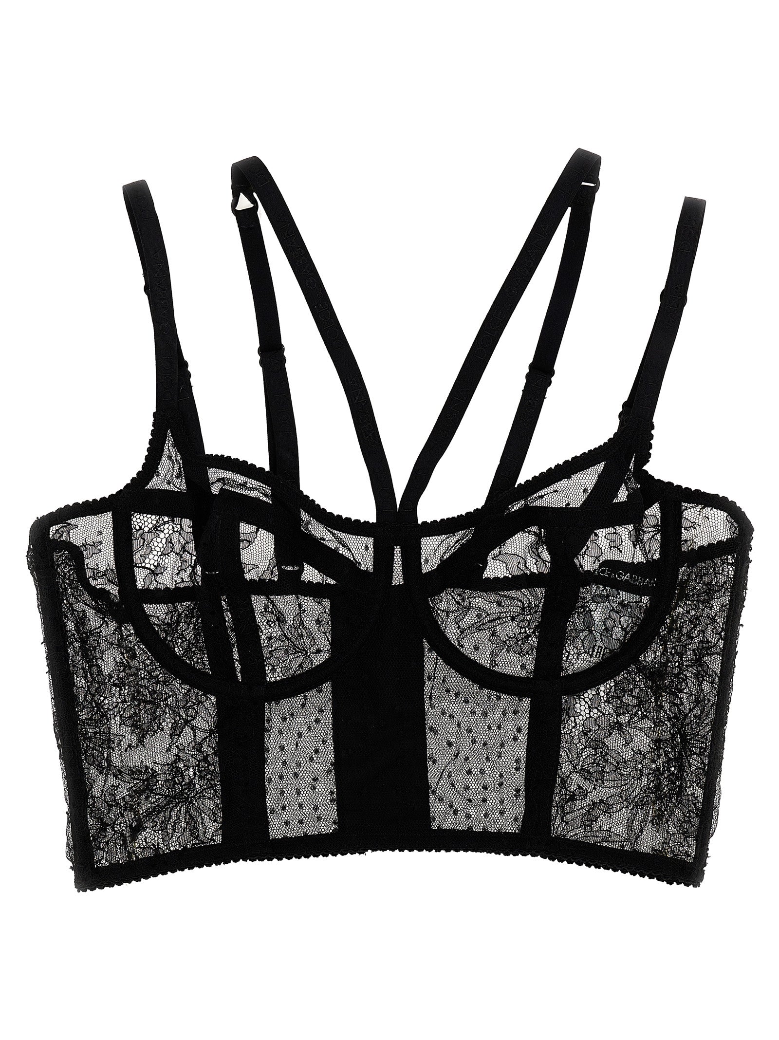 Dolce & Gabbana-Lace Bra Intimo Nero-Donna