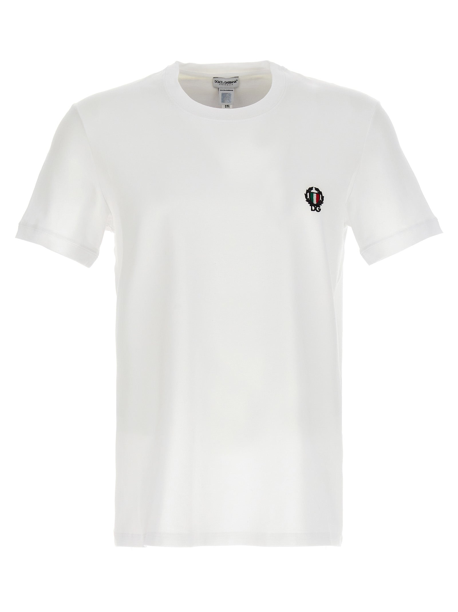 Dolce & Gabbana-Logo Embroidered T-Shirt Intimo Bianco-Uomo