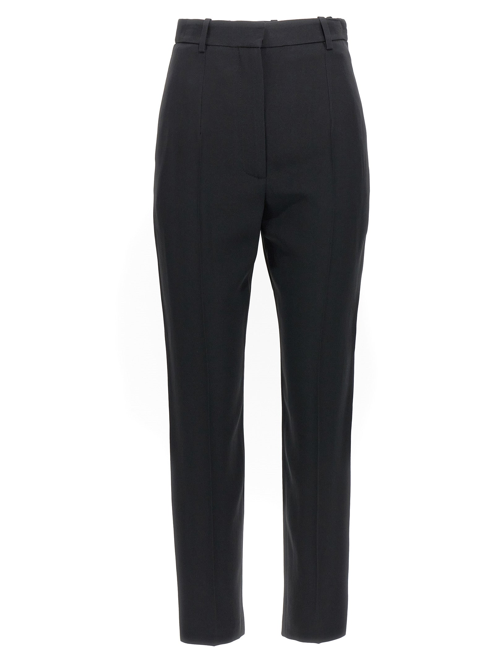 Alexander Mcqueen-CrêPe Cigarette Pantaloni Nero-Donna