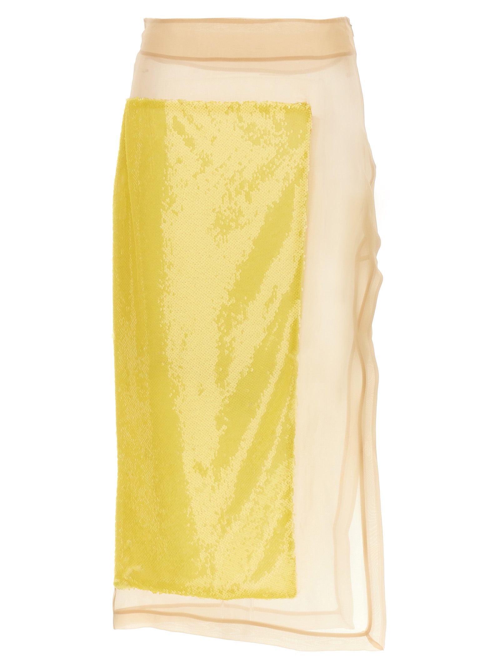 A. W.A. K.E. Mode-Sequin Long Skirt Gonne Giallo-Donna