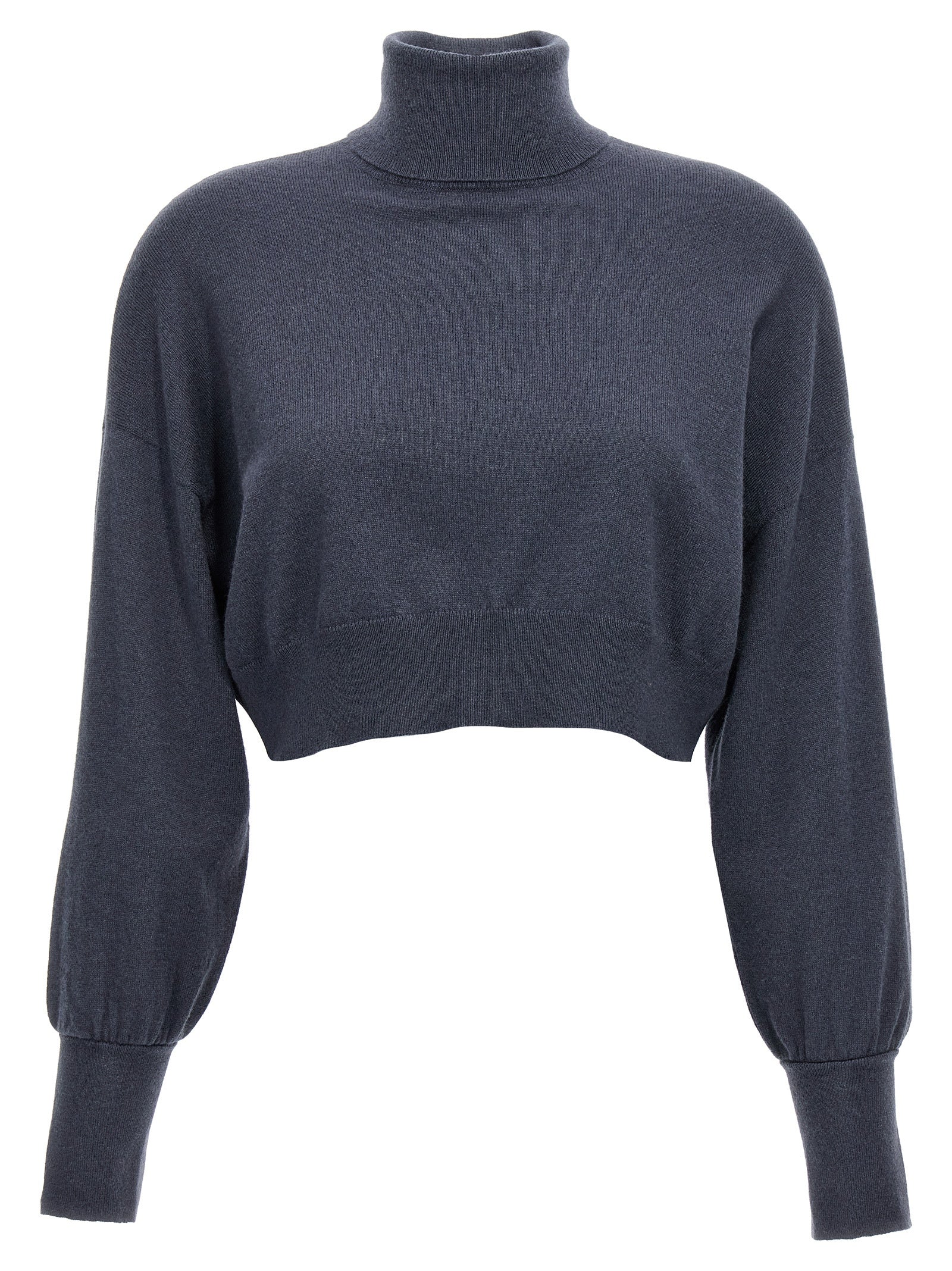 Brunello Cucinelli-Monile Turtleneck Sweater Maglioni Blu-Donna