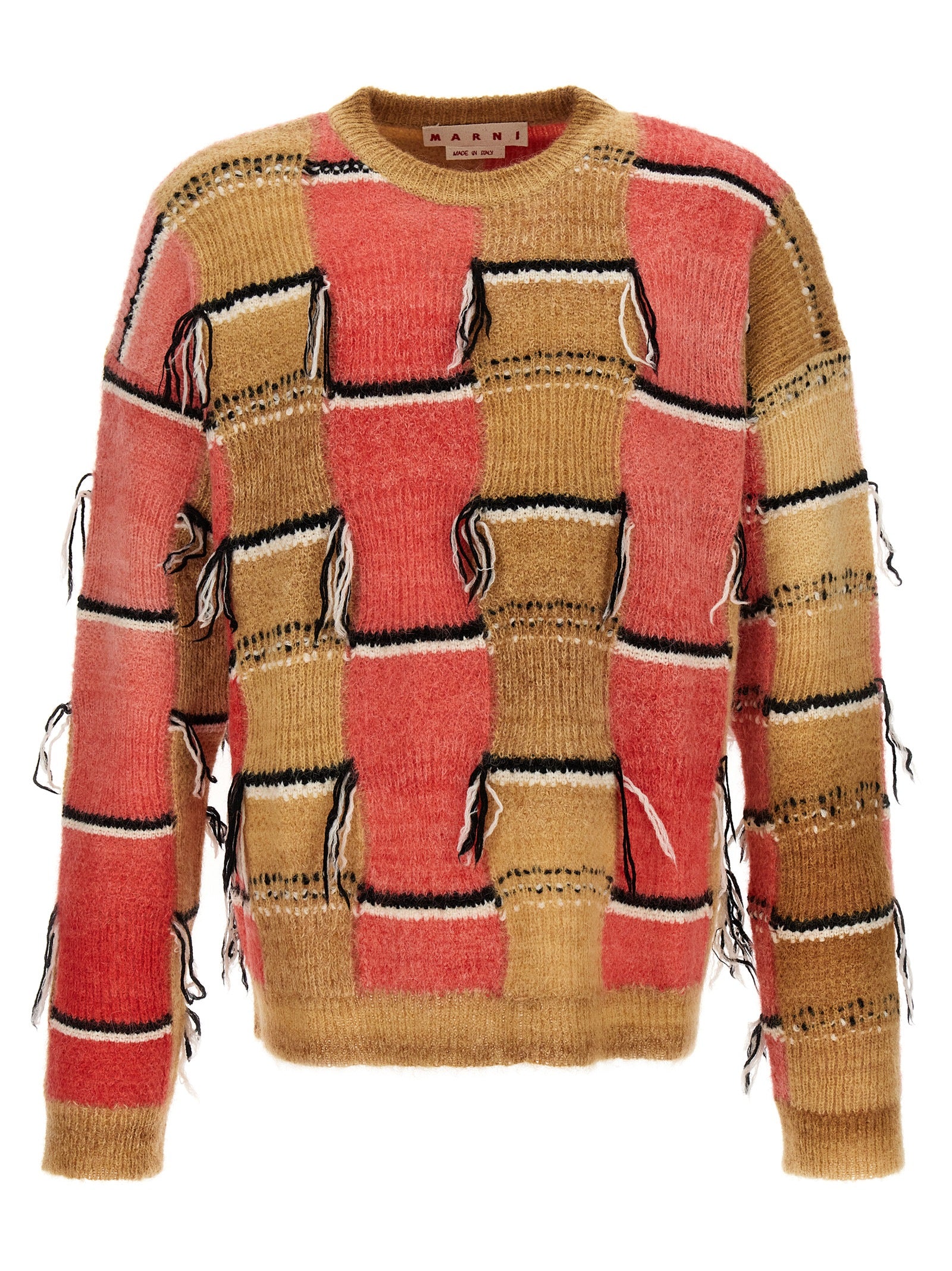 Marni-Fringed Multicolor Sweater Maglioni Multicolor-Uomo