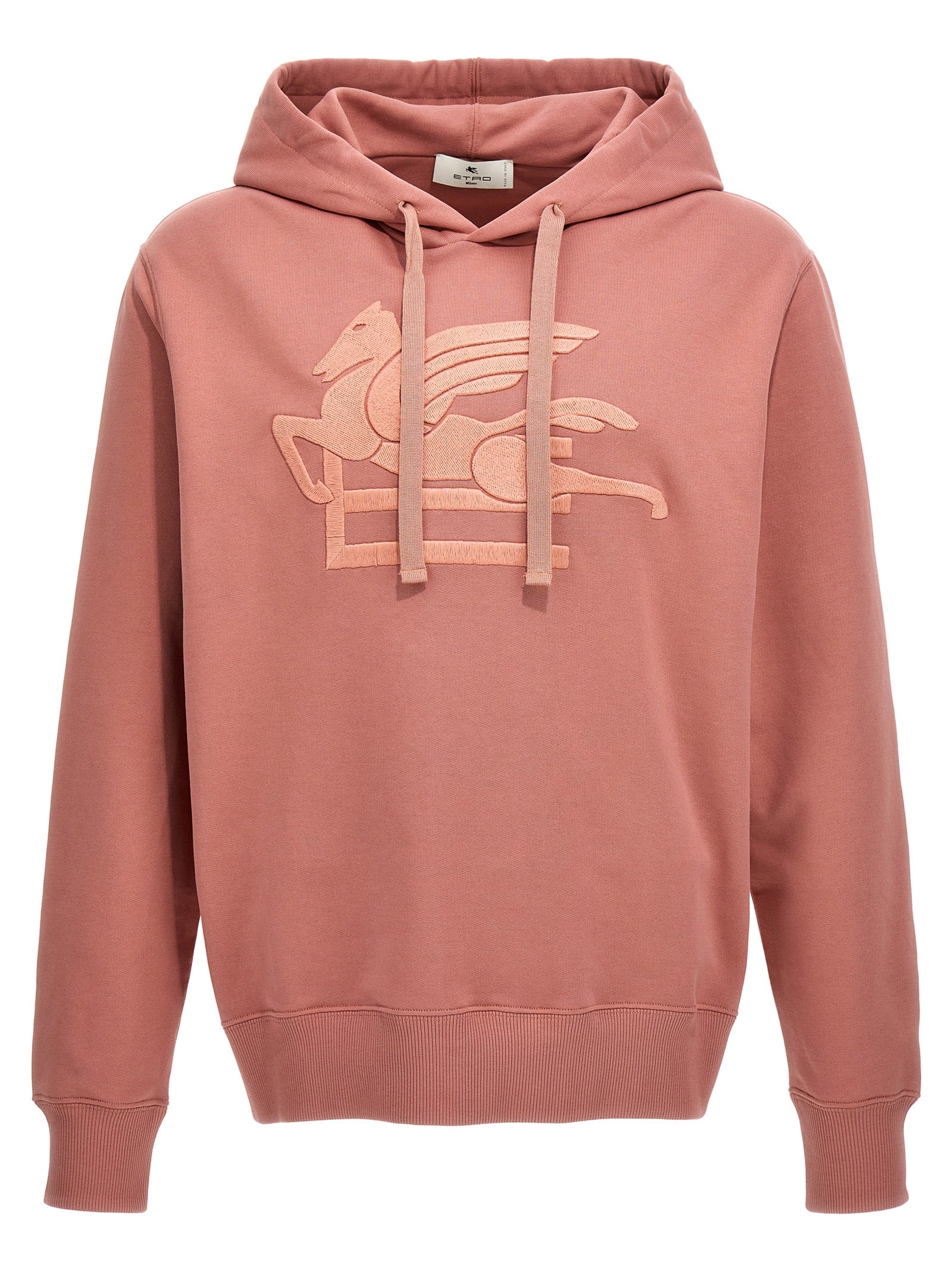 Etro-Embroidered Logo Hoodie Felpe Rosa-Uomo