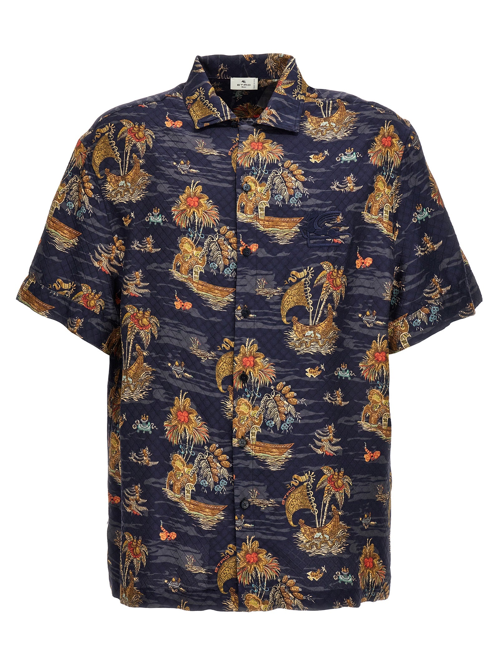 Etro-Embroidered Logo Print Shirt Camicie Multicolor-Uomo