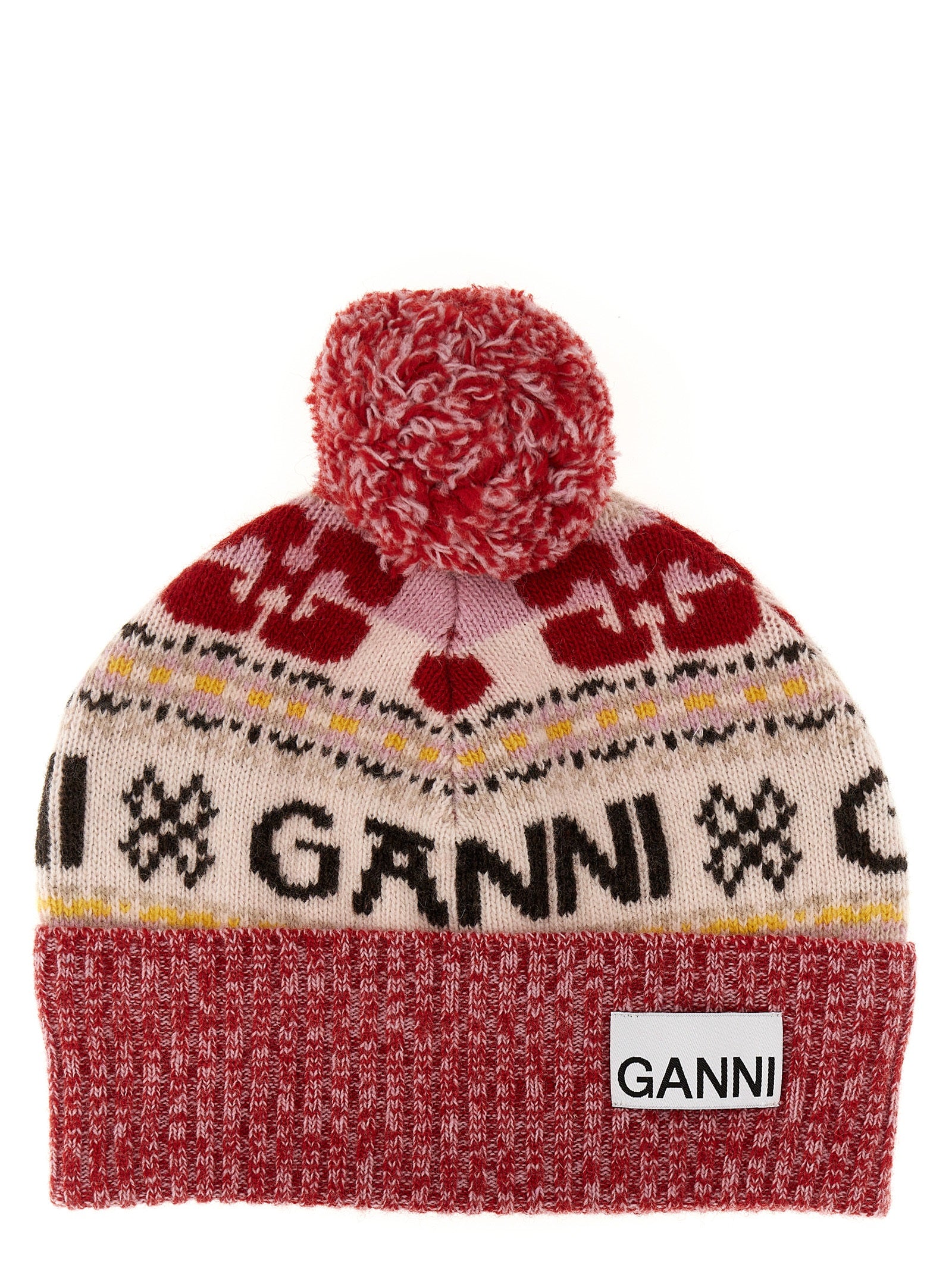 Ganni-Intarsia Beanie Cappelli Multicolor-Donna