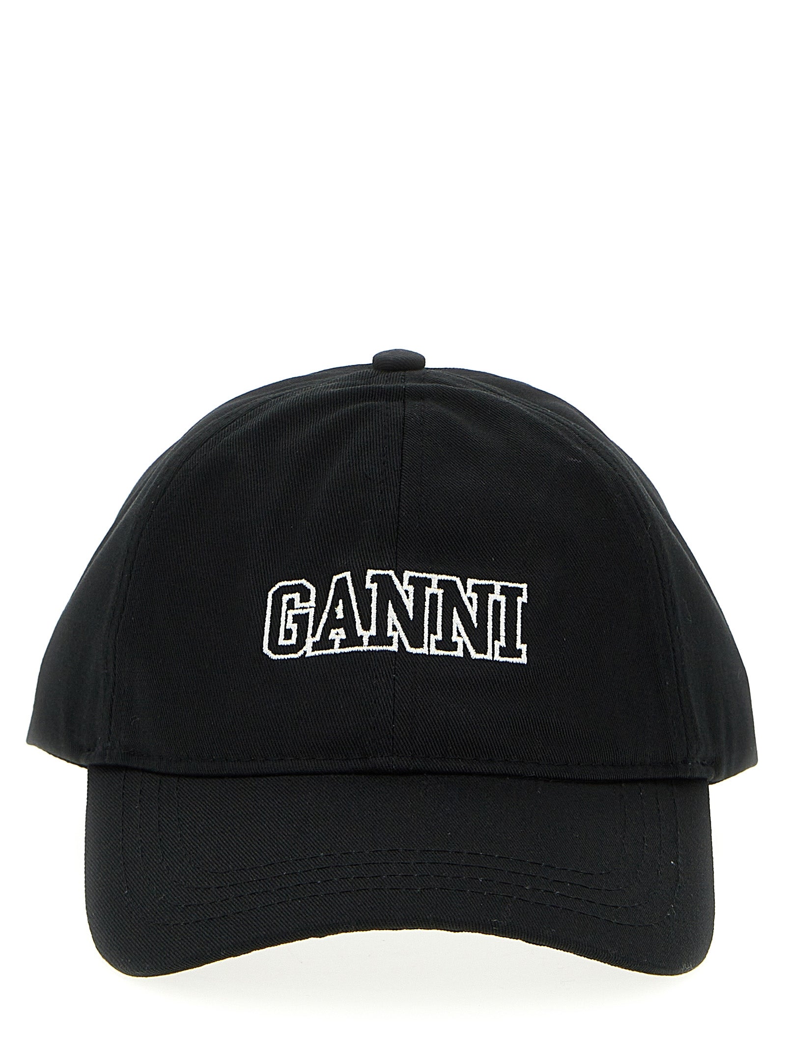 Ganni-Logo Cap Cappelli Nero-Donna