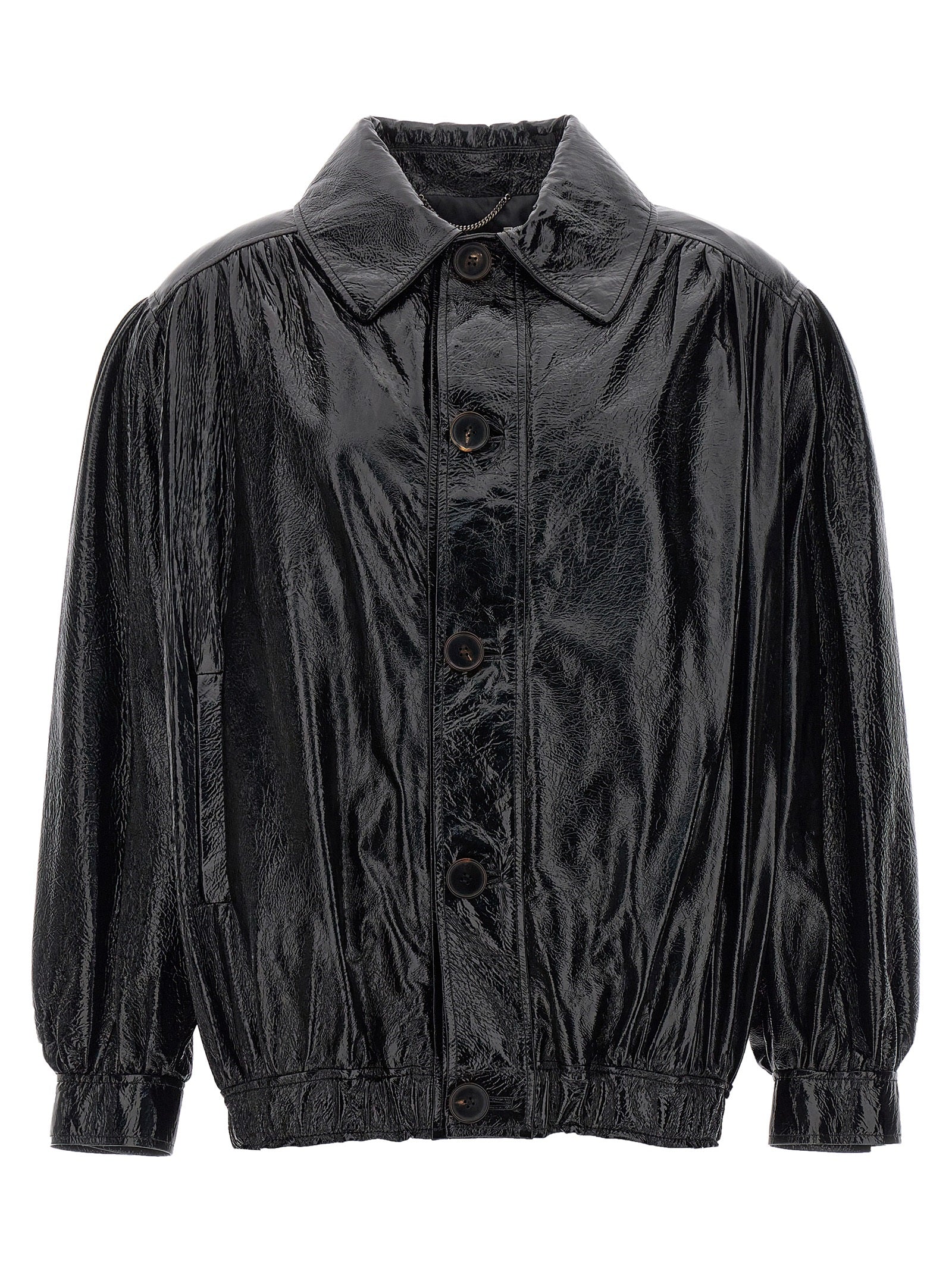 Alessandra Rich-Leather Bomber Jacket Giacche Nero-Donna