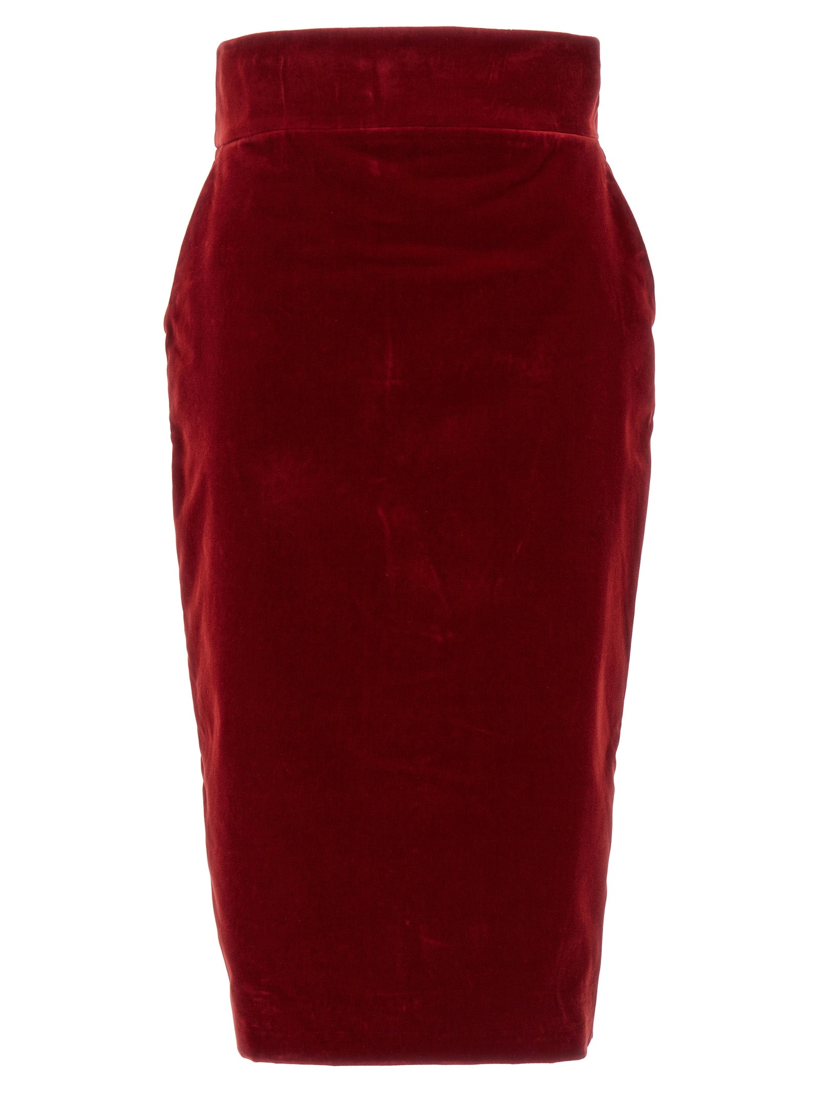 Alexandre Vauthier-Velvet Midi Skirt Gonne Rosso-Donna