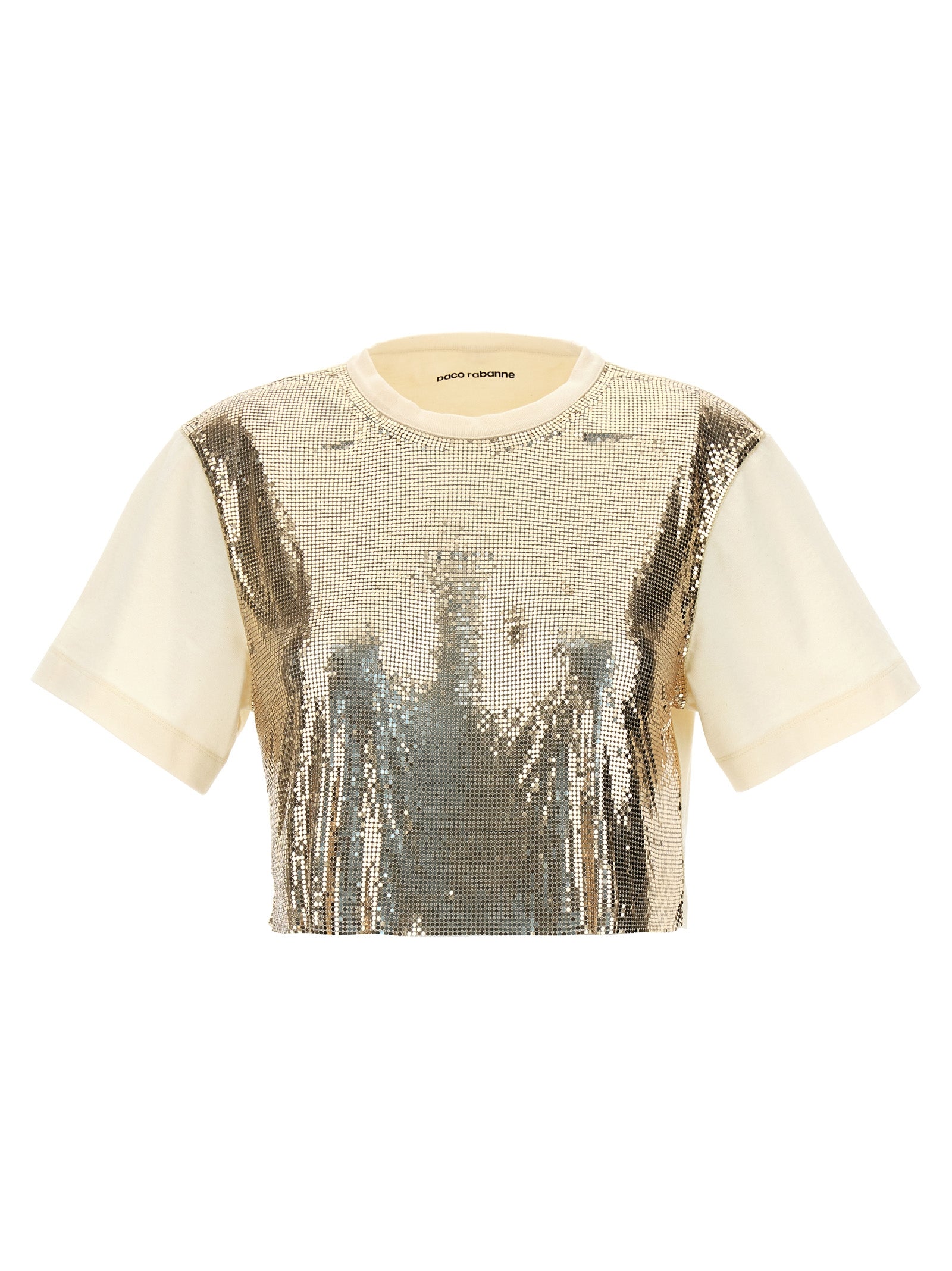 Paco Rabanne-Metal Sequin Top Top Oro-Donna