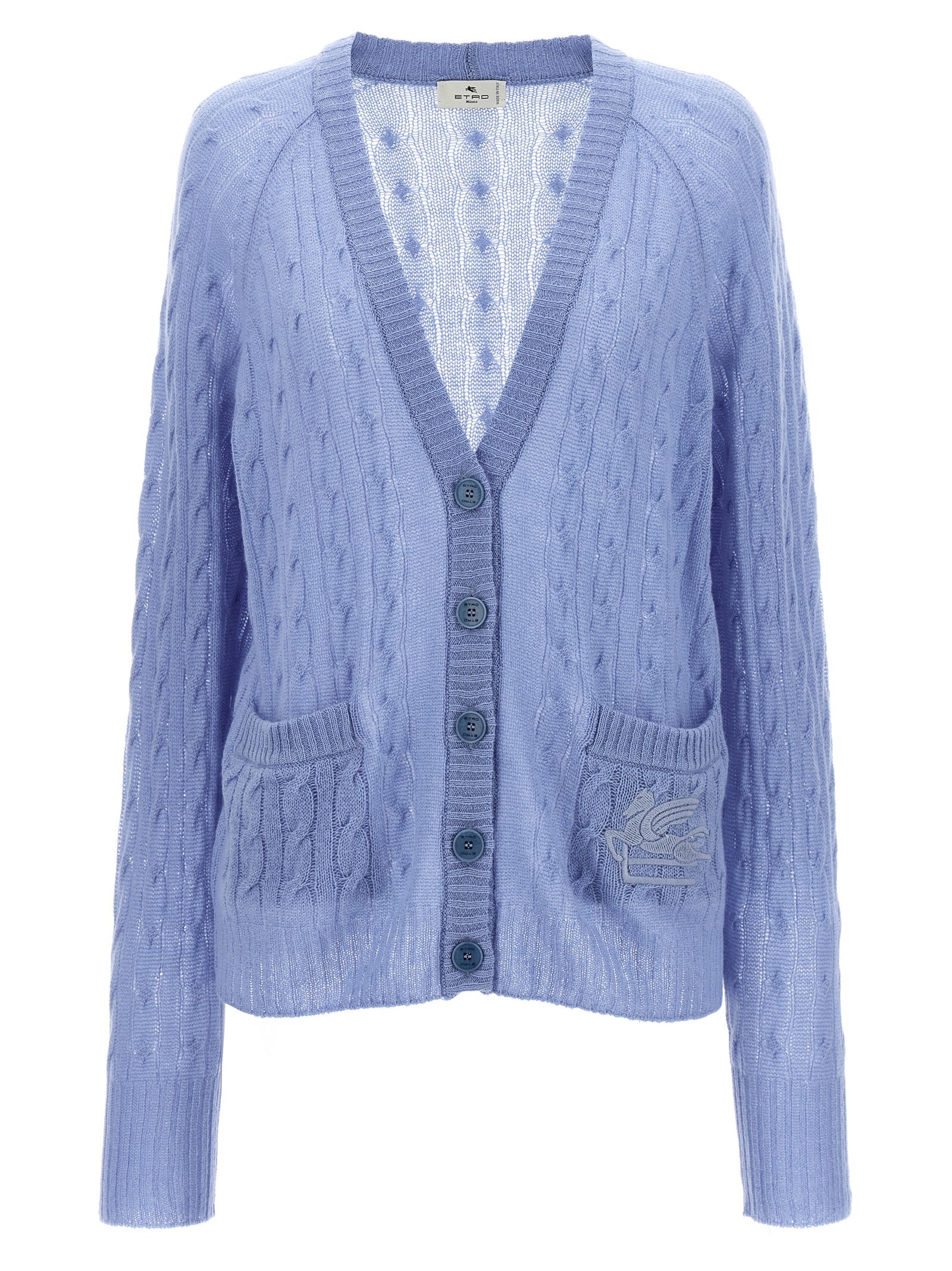 Etro-Braided Pattern Cardigan Maglioni Celeste-Donna