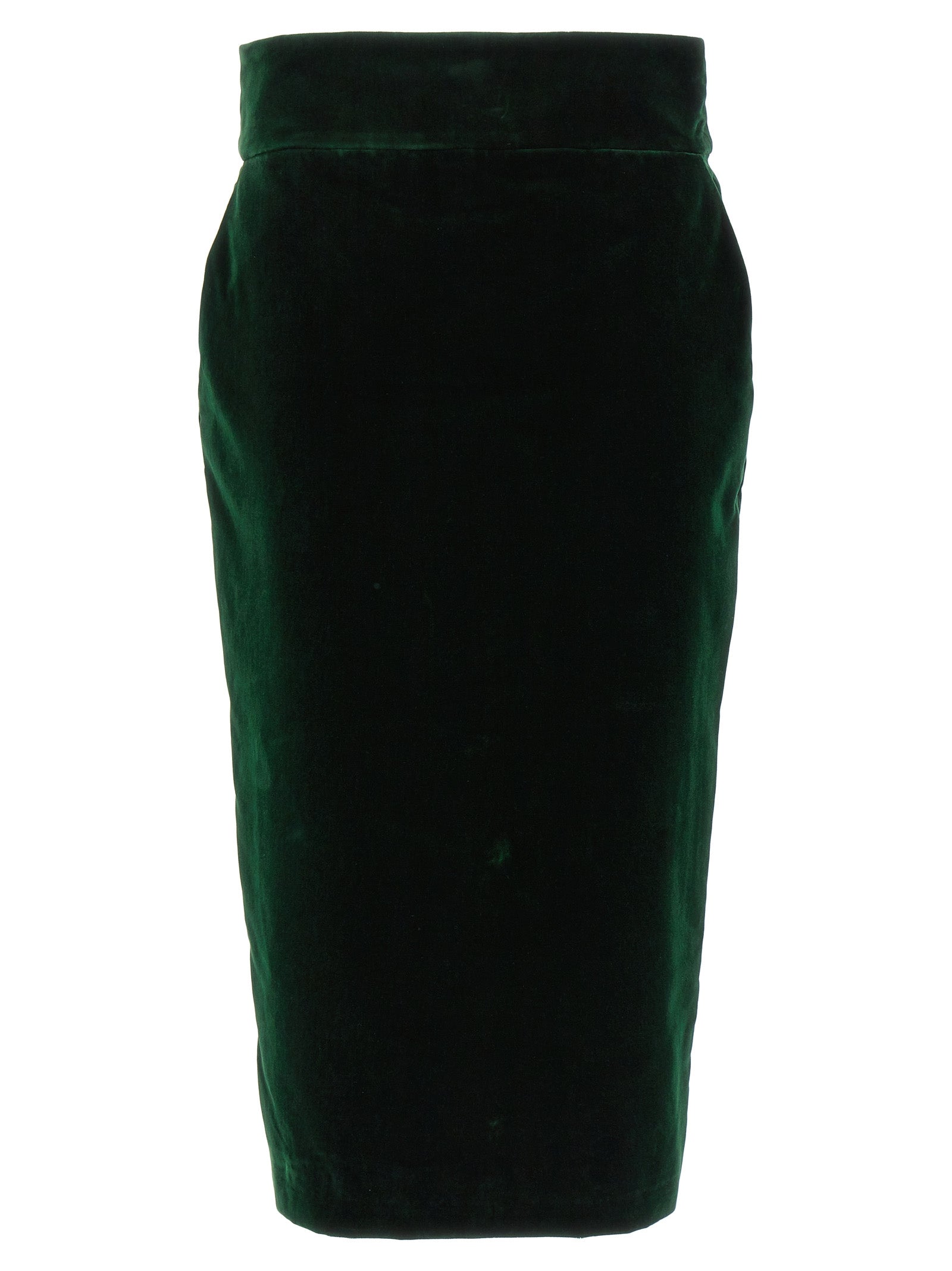 Alexandre Vauthier-Velvet Midi Skirt Gonne Verde-Donna