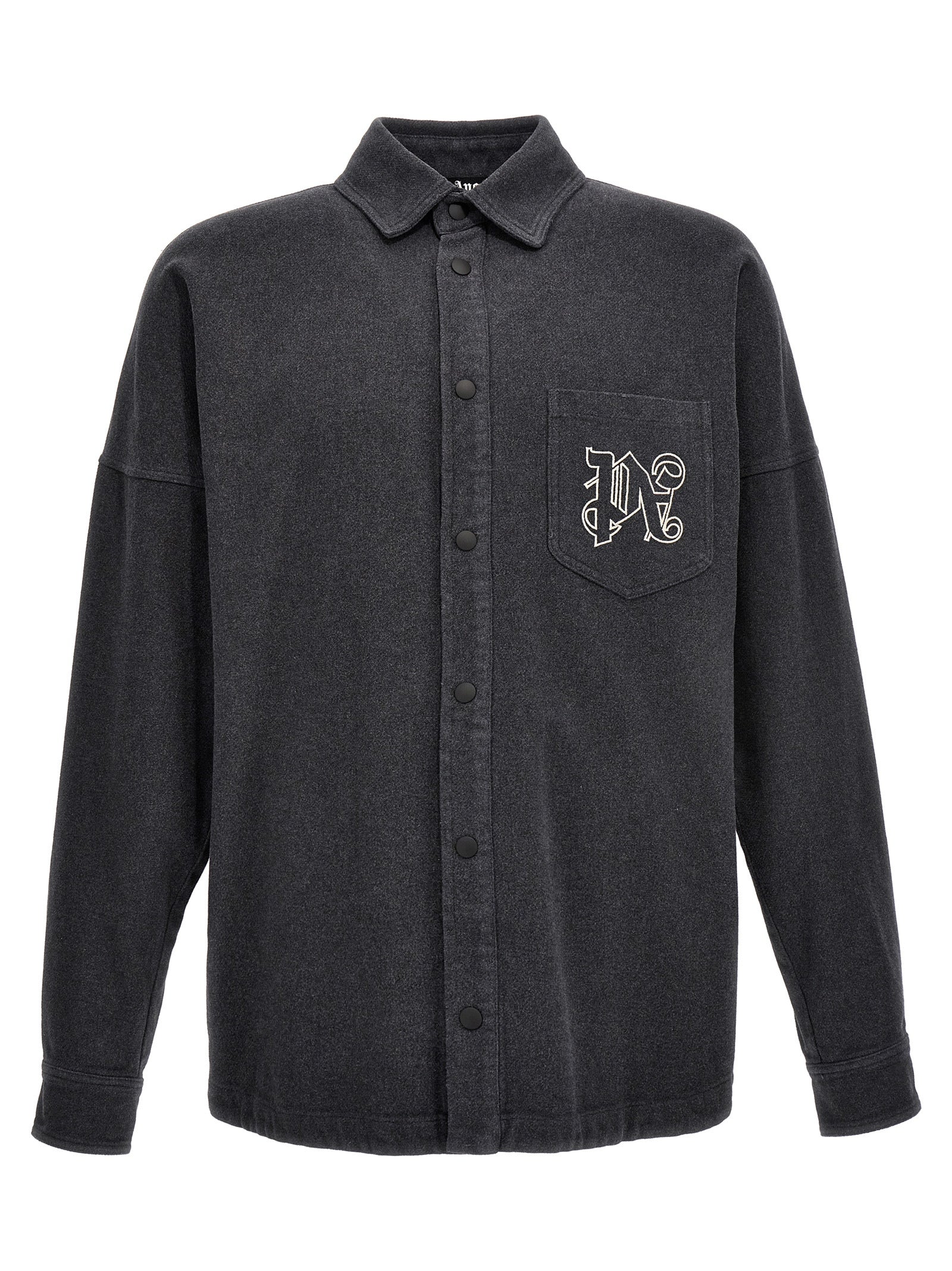 Palm Angels-Pa Monogram Overshirt Camicie Grigio-Uomo