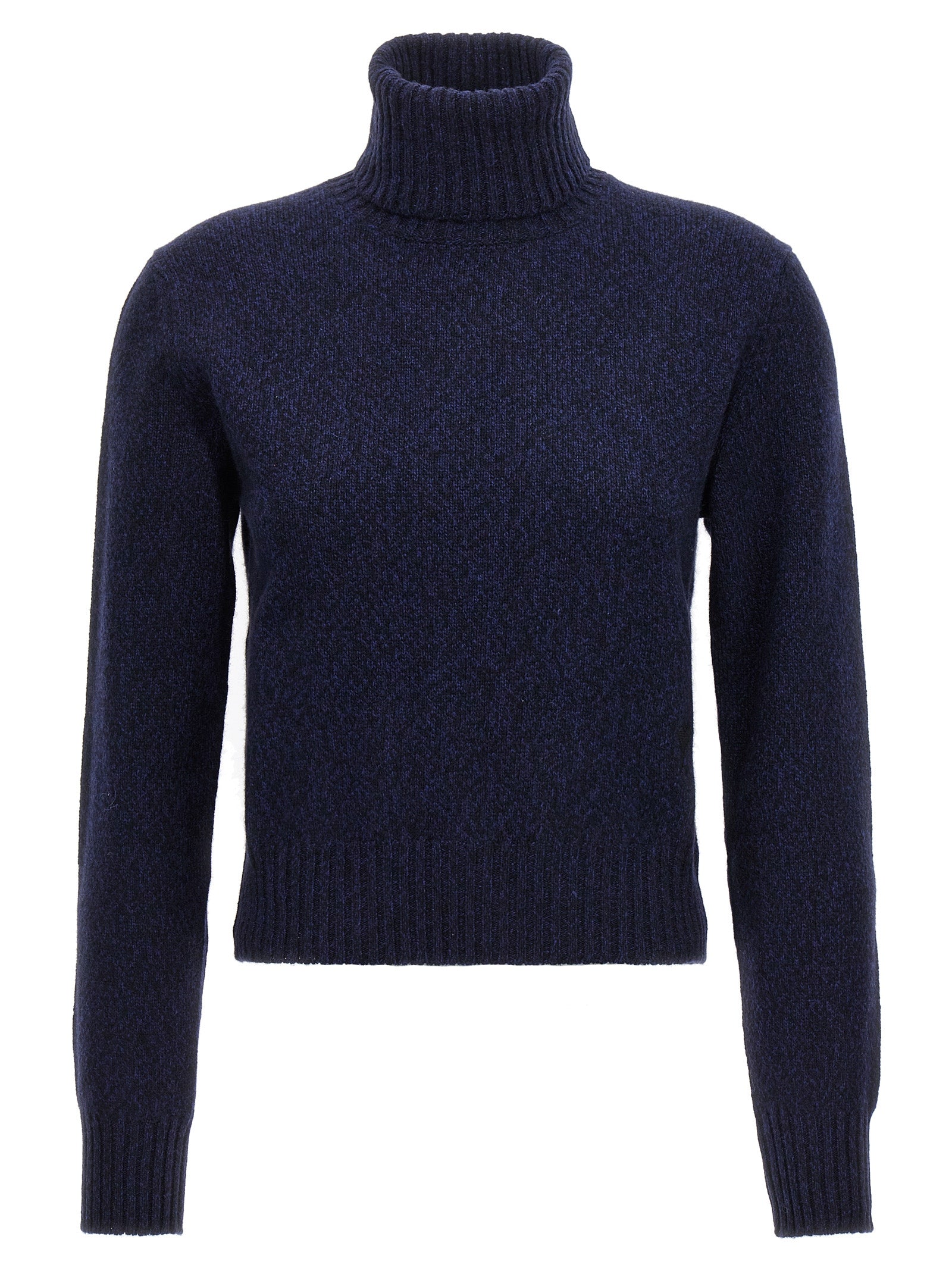 Ami Paris-Logo Cachemire Sweater Maglioni Blu-Donna