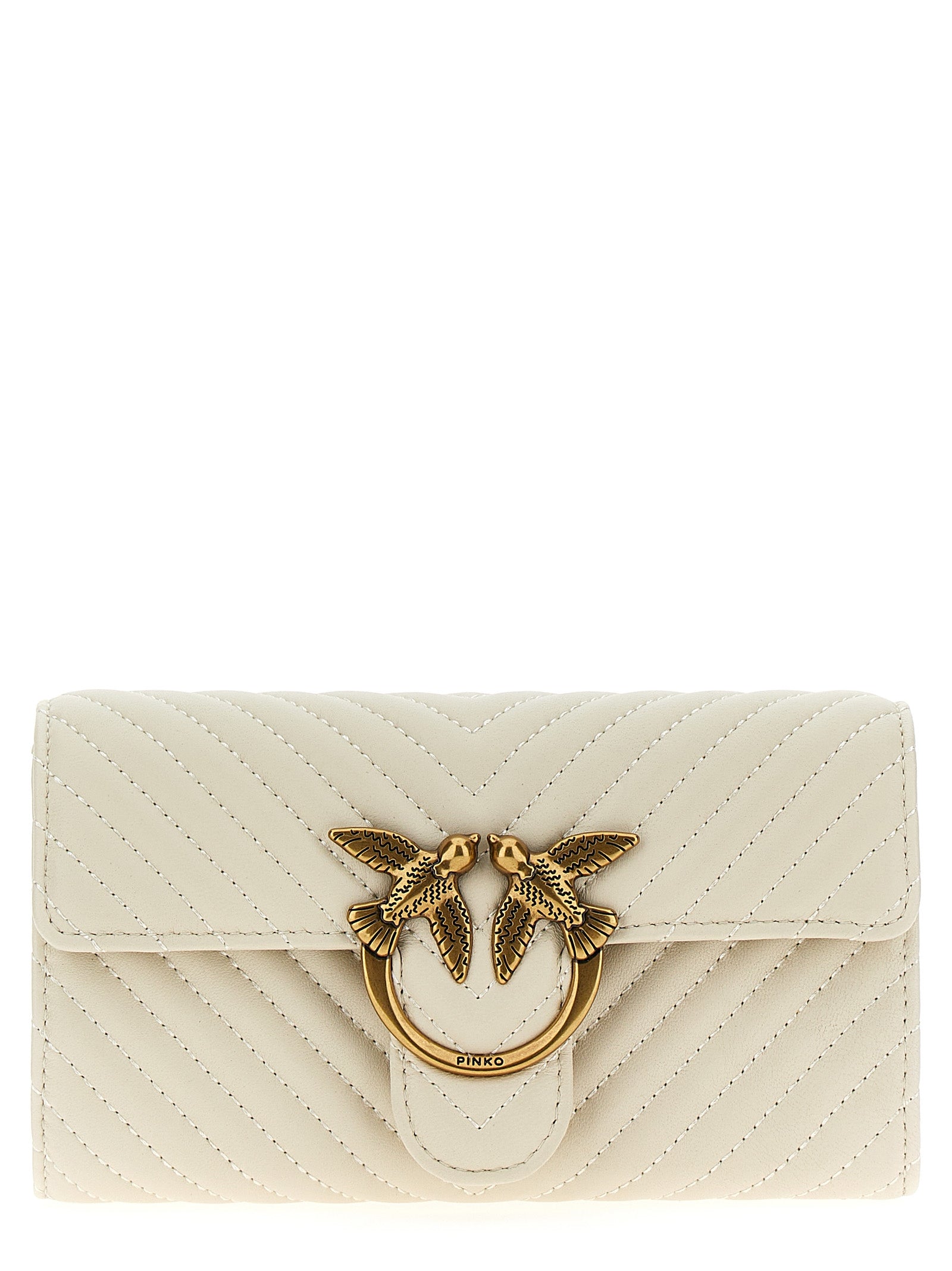 Pinko-Love Bag One Wallet Chevron Portafogli Bianco-Donna