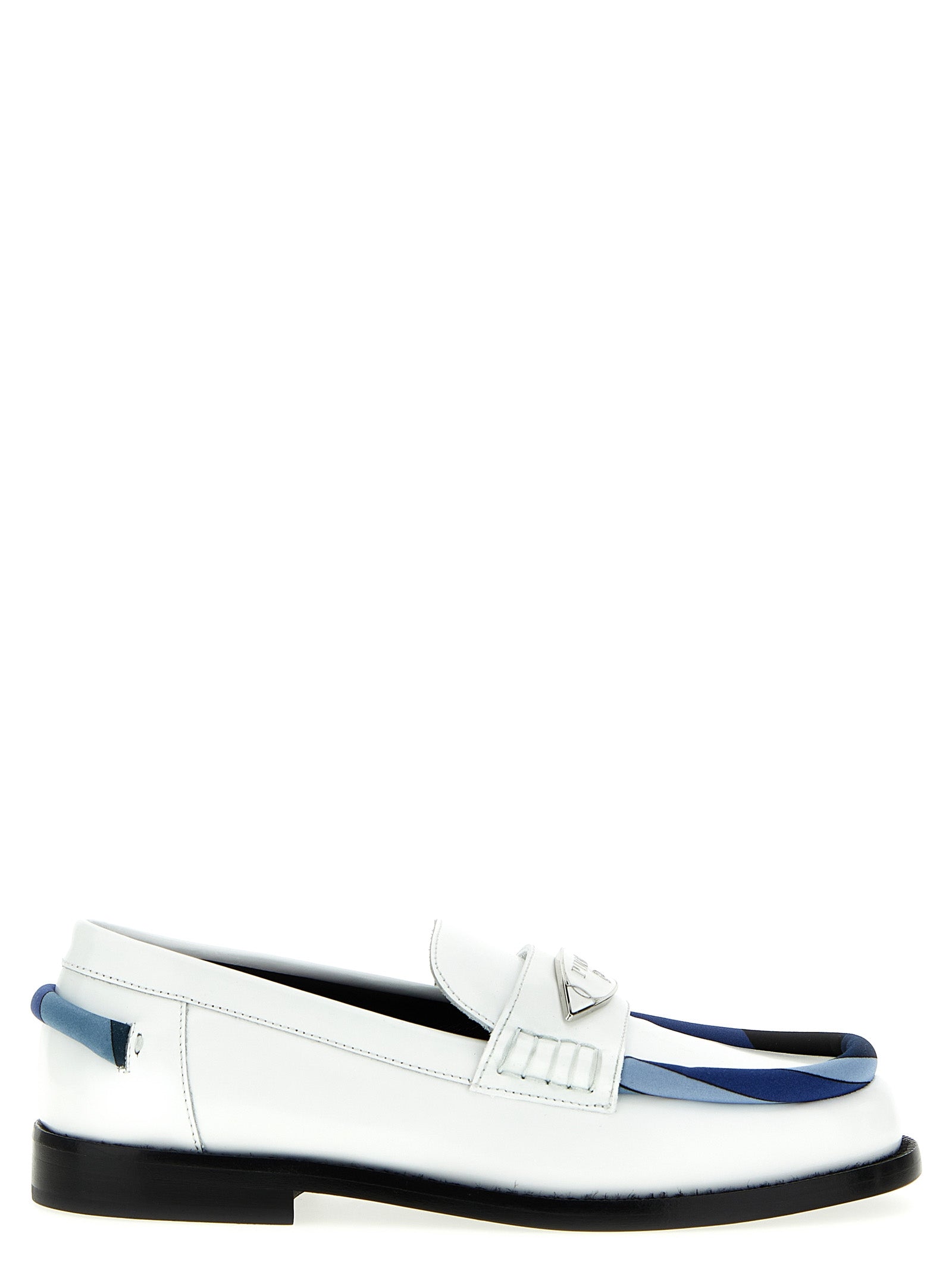 Emilio Pucci-Logo Leather Mocassini Bianco-Donna