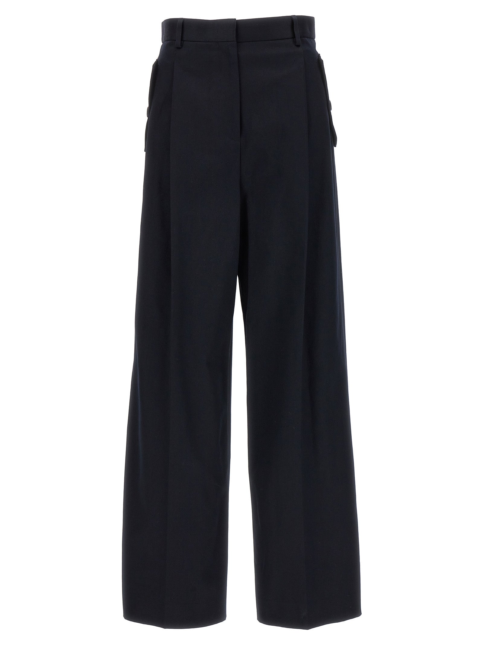 Lanvin-Loose Leg Front Pleat Pantaloni Blu-Donna