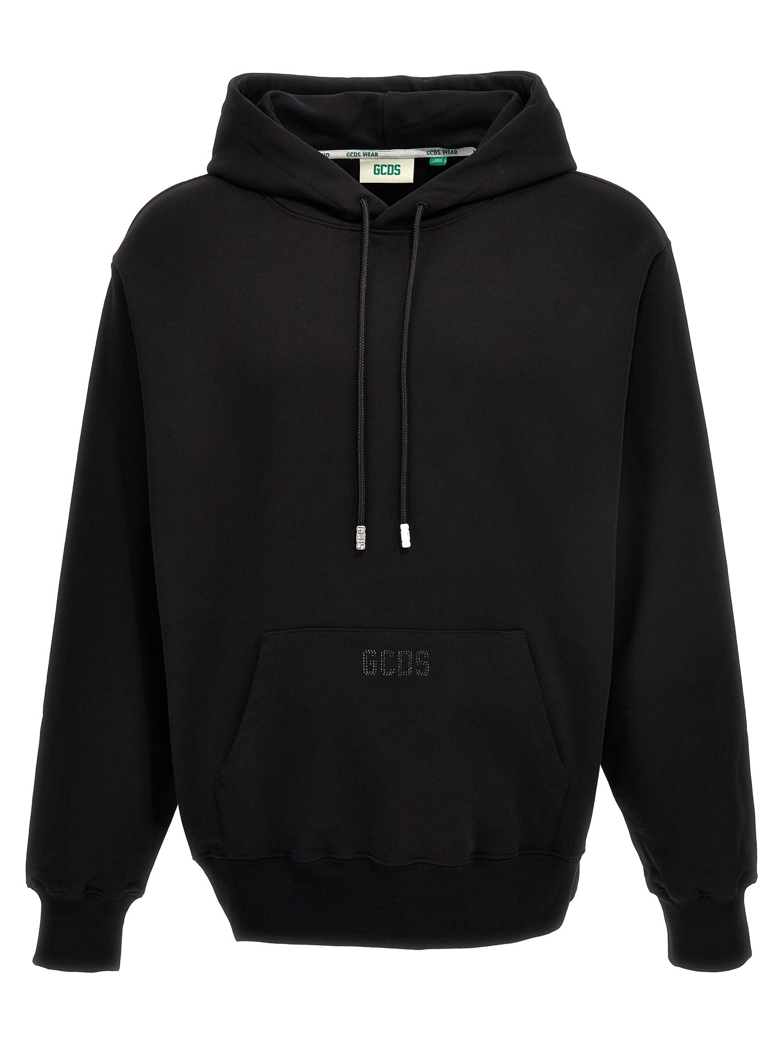 Gcds-Sequin Logo Hoodie Felpe Nero-Uomo