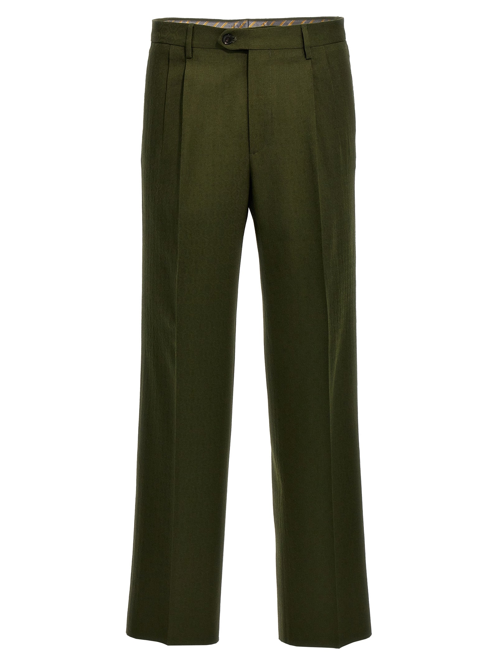 Etro-Jacquard Wool Pantaloni Verde-Uomo