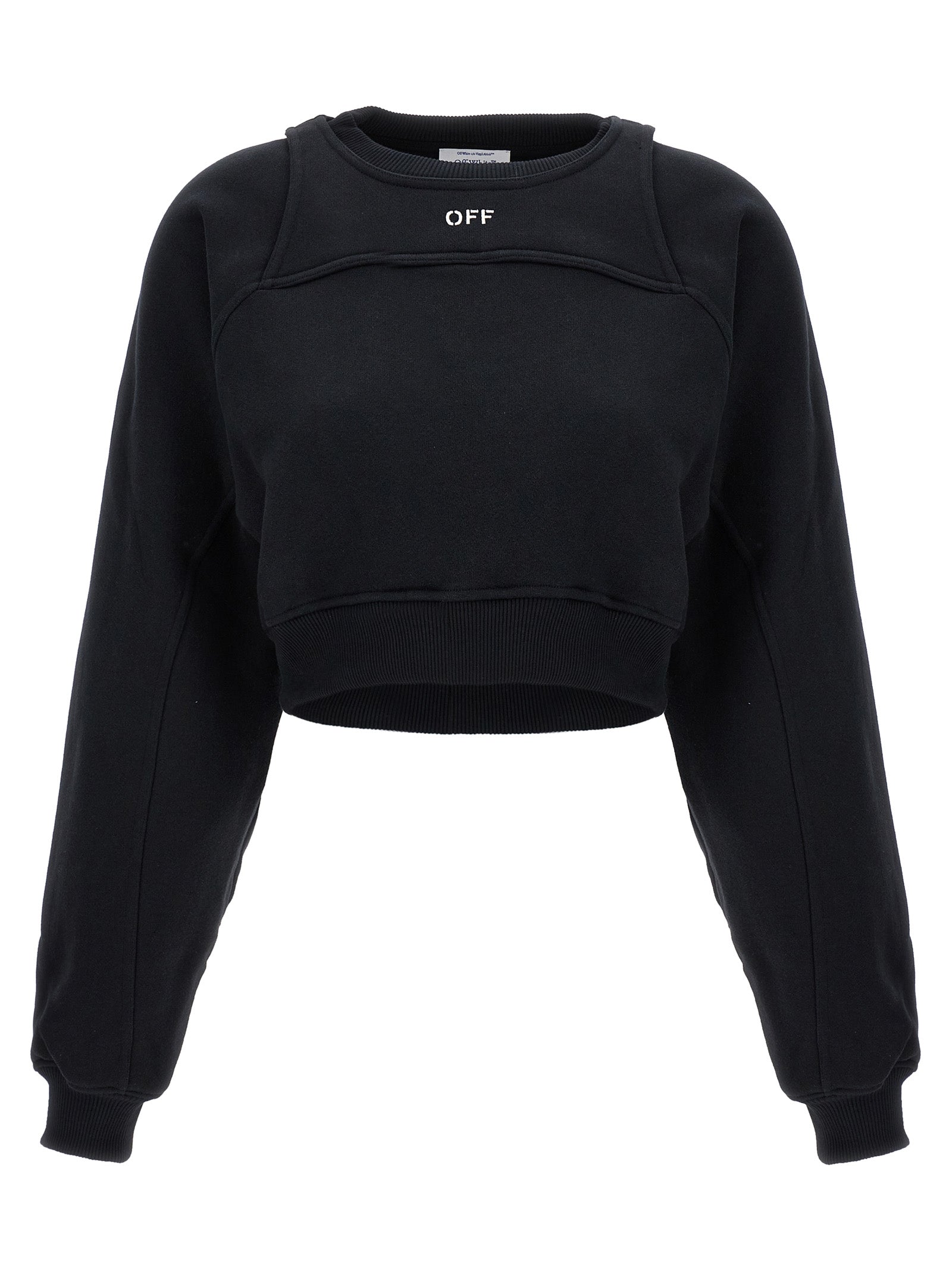 Off-White-Logo Embroidery Felpe Nero-Donna