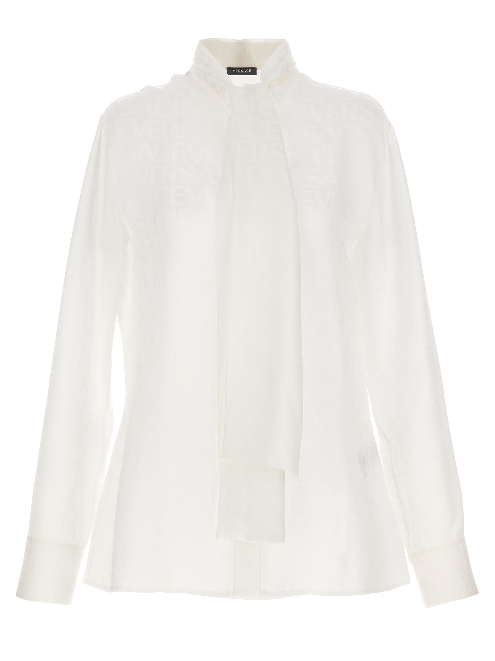 Versace-All-Over Logo Shirt Camicie Bianco-Donna