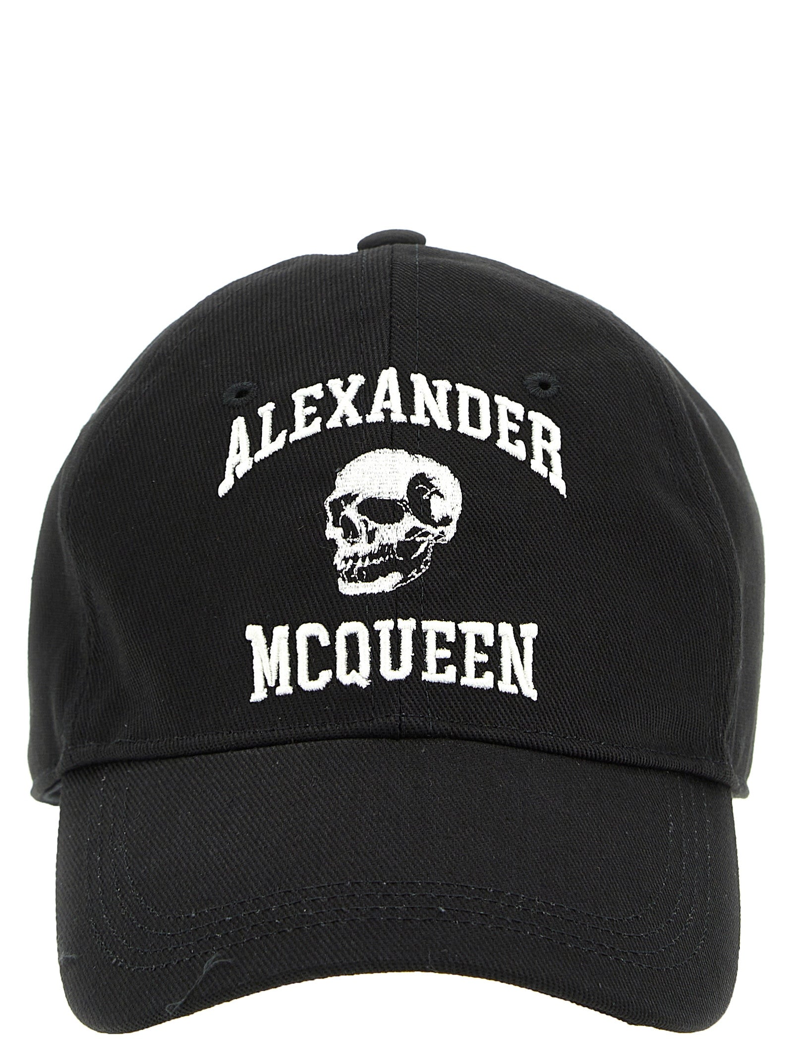 Alexander Mcqueen-Logo Embroidery Cap Cappelli Bianco/Nero-Uomo