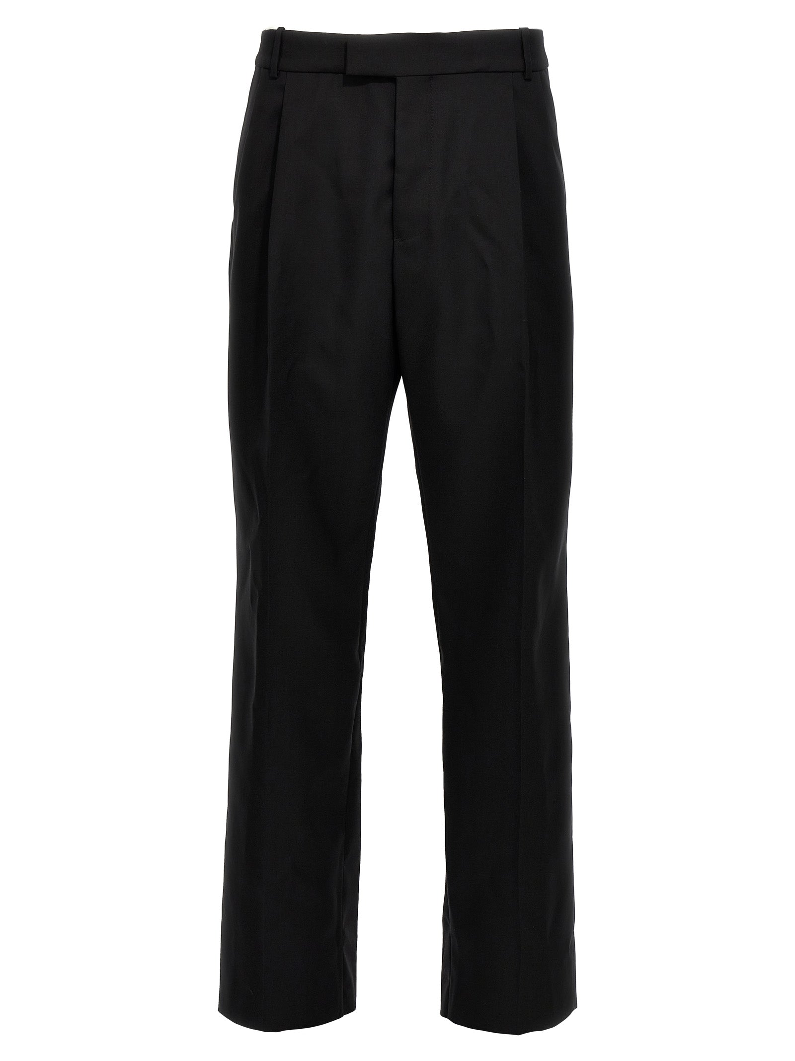 Alexander Mcqueen-Gabardine Wool Pantaloni Nero-Uomo