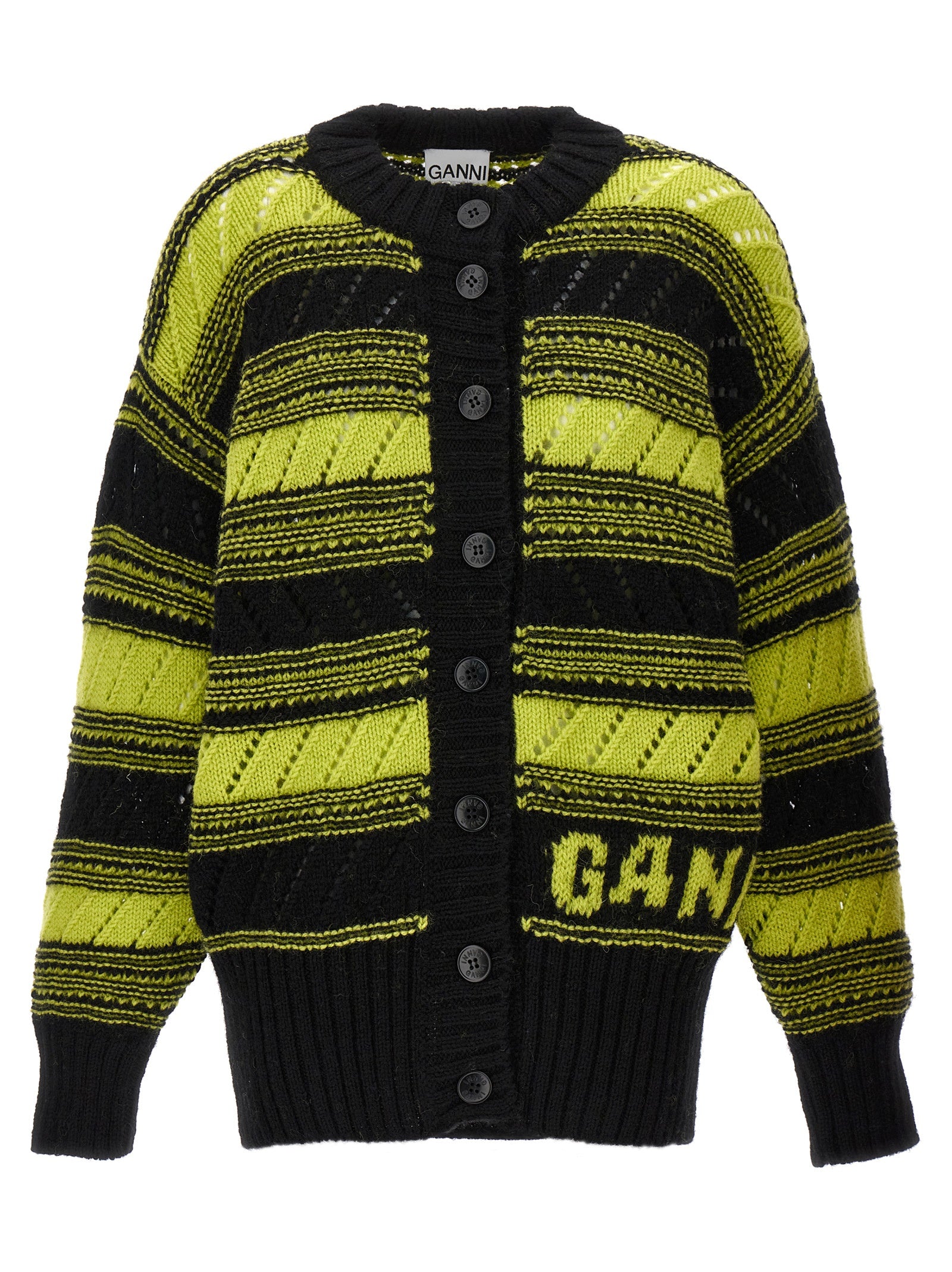 Ganni-Logo Cardigan Maglioni Multicolor-Donna