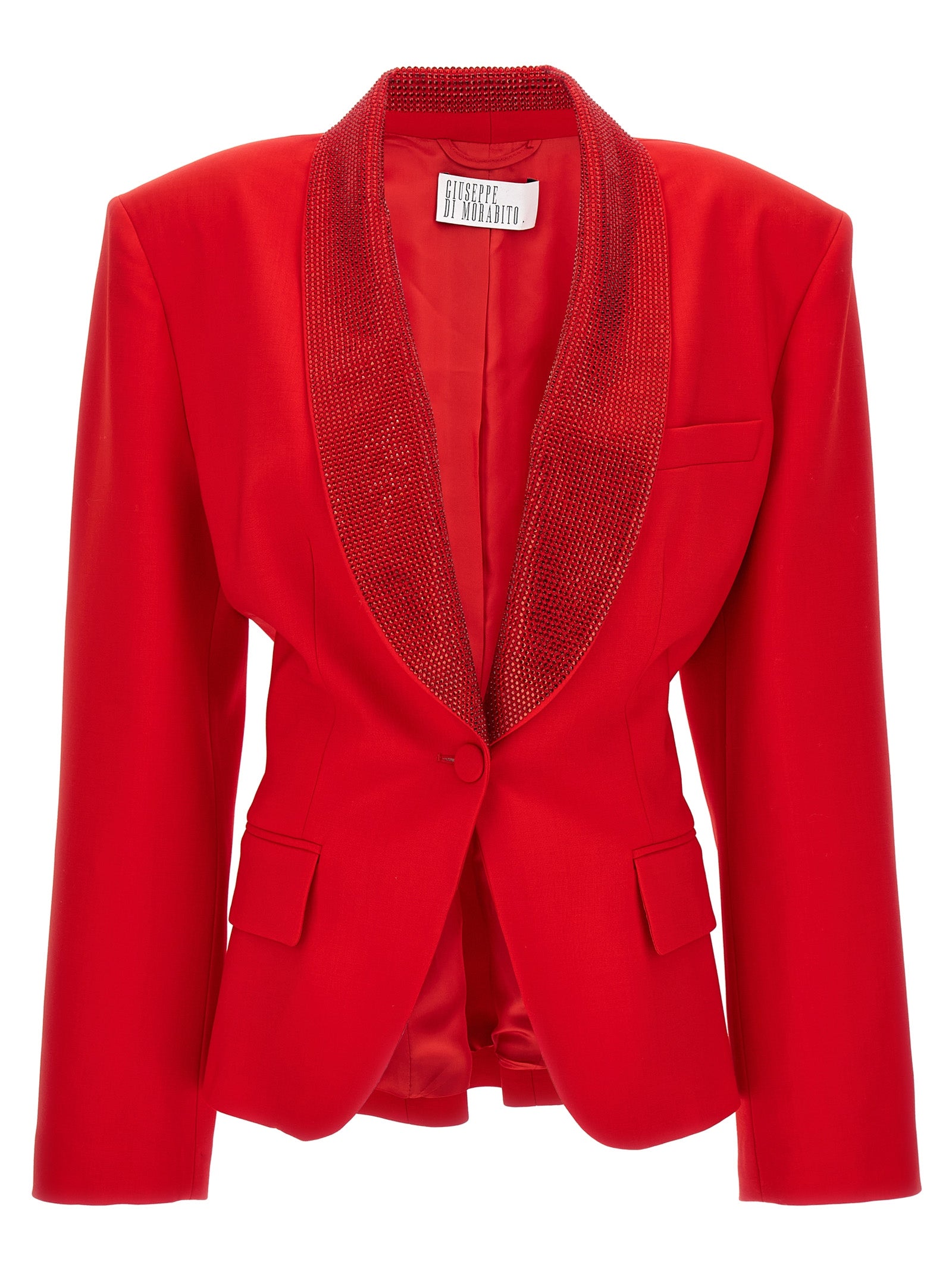 Giuseppe Di Morabito-All Over Crystal Lapel Blazer Giacche Rosso-Donna