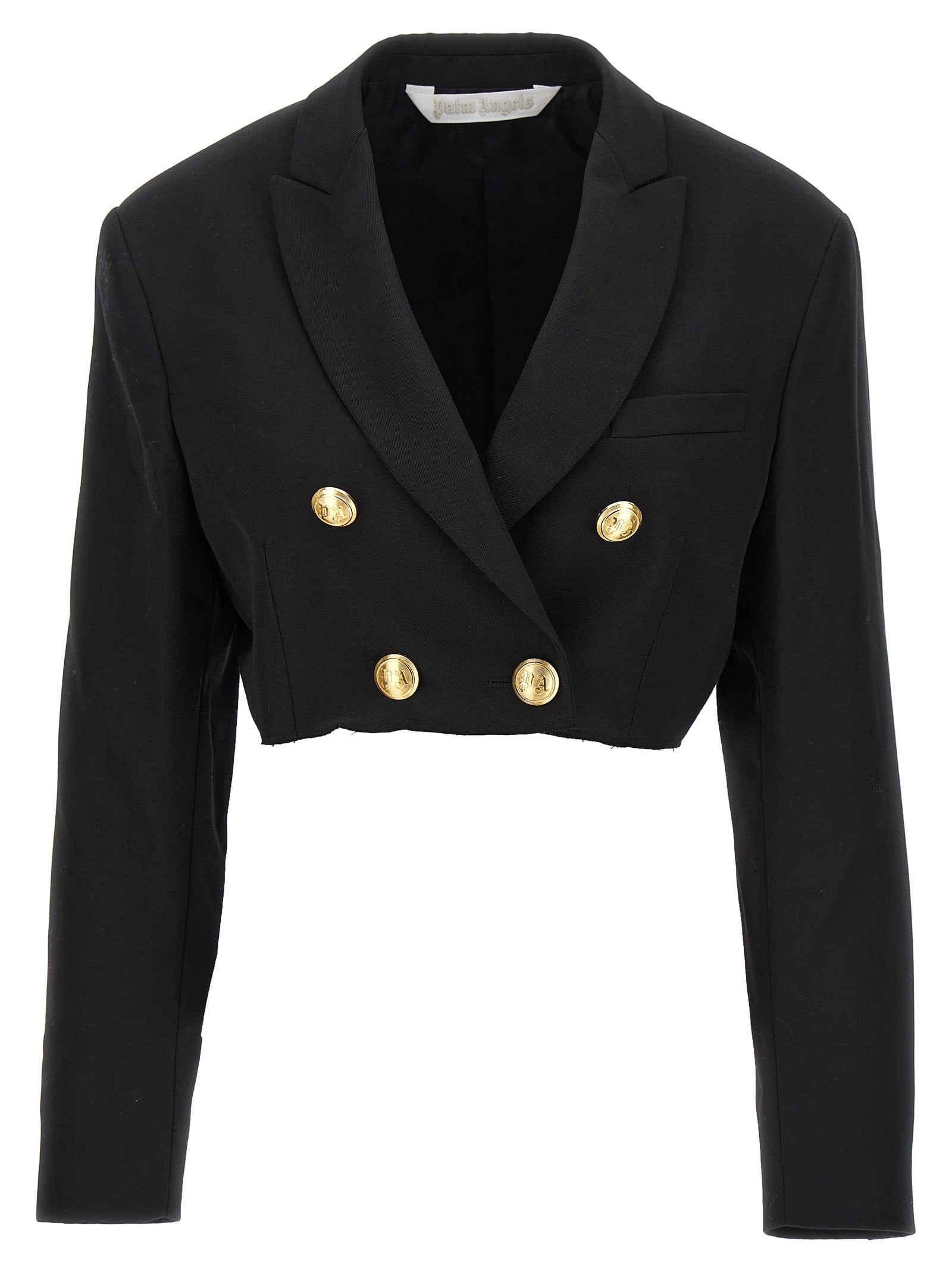 Palm Angels-Cropped Blazer Giacche Nero-Donna