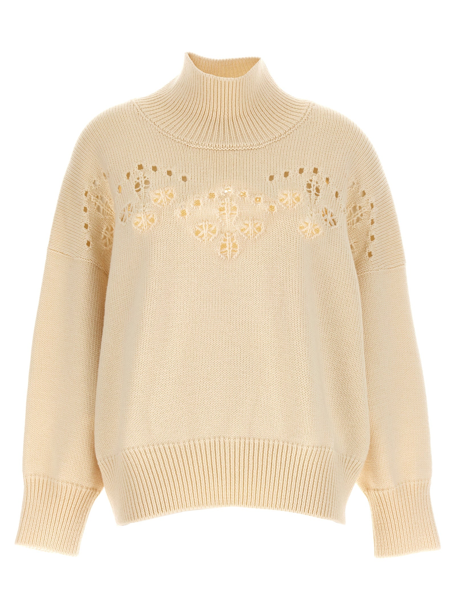 Chloé-Intarsia Sweater Maglioni Bianco-Donna