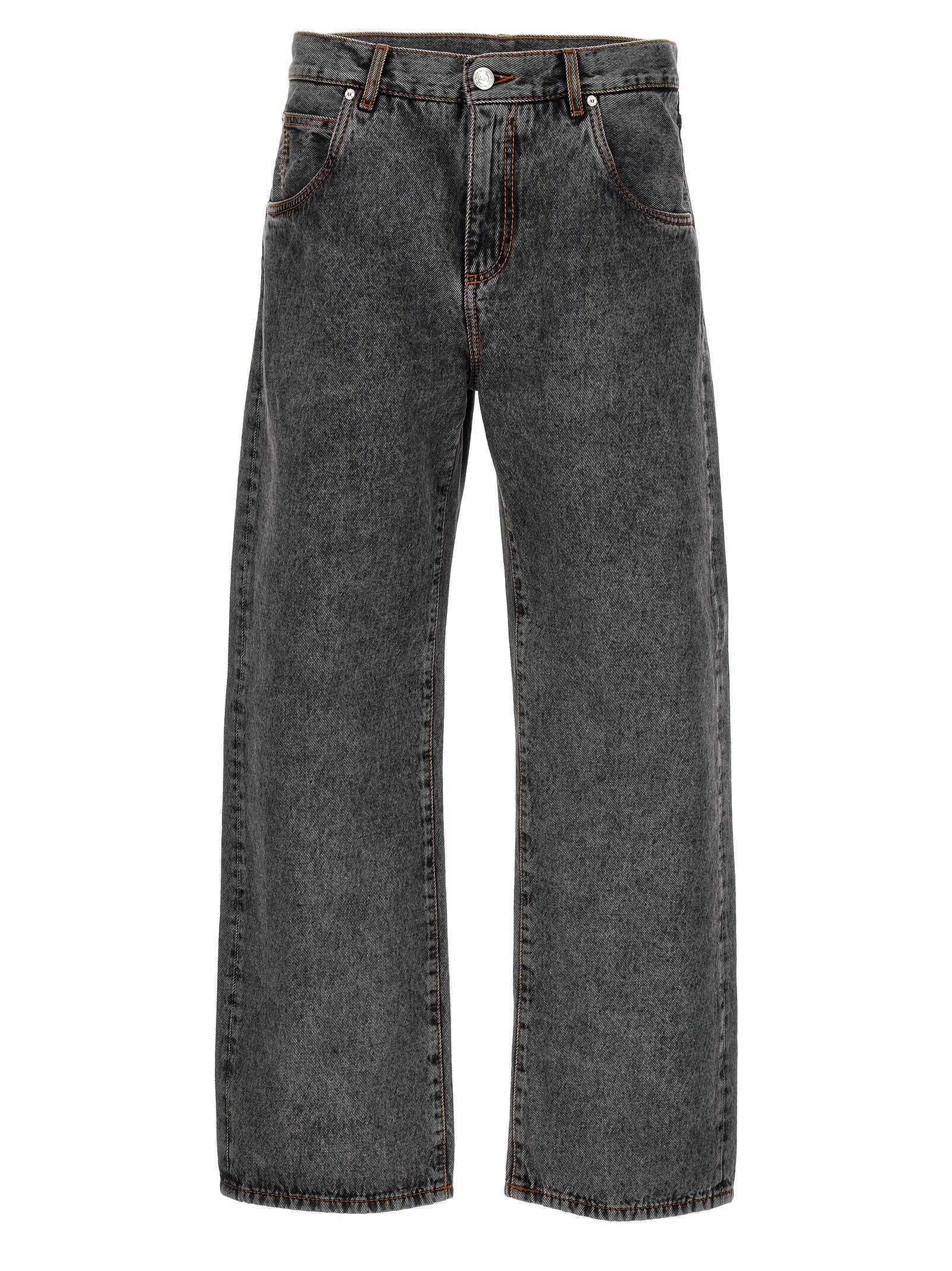 Etro-Logo Embroidery Jeans Grigio-Uomo