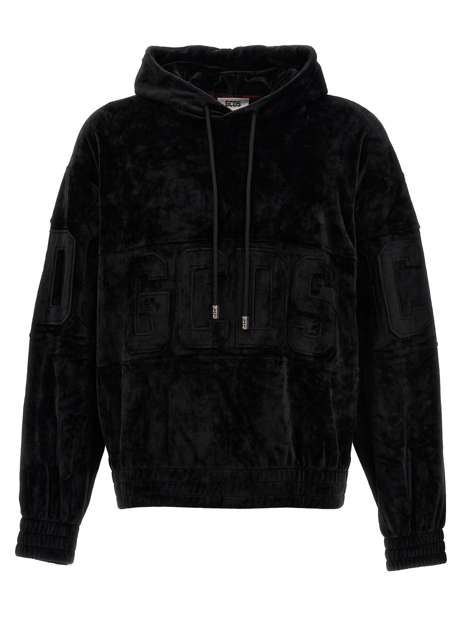 Gcds-Logo Hoodie Felpe Nero-Uomo