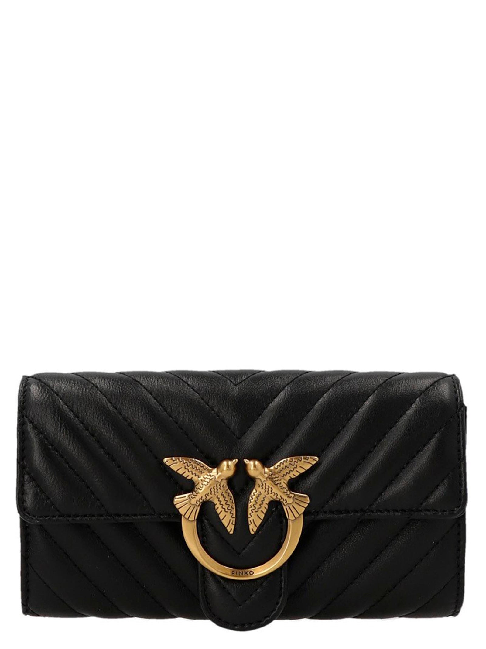 Pinko-Love Bag One Wallet Chevron Portafogli Nero-Donna