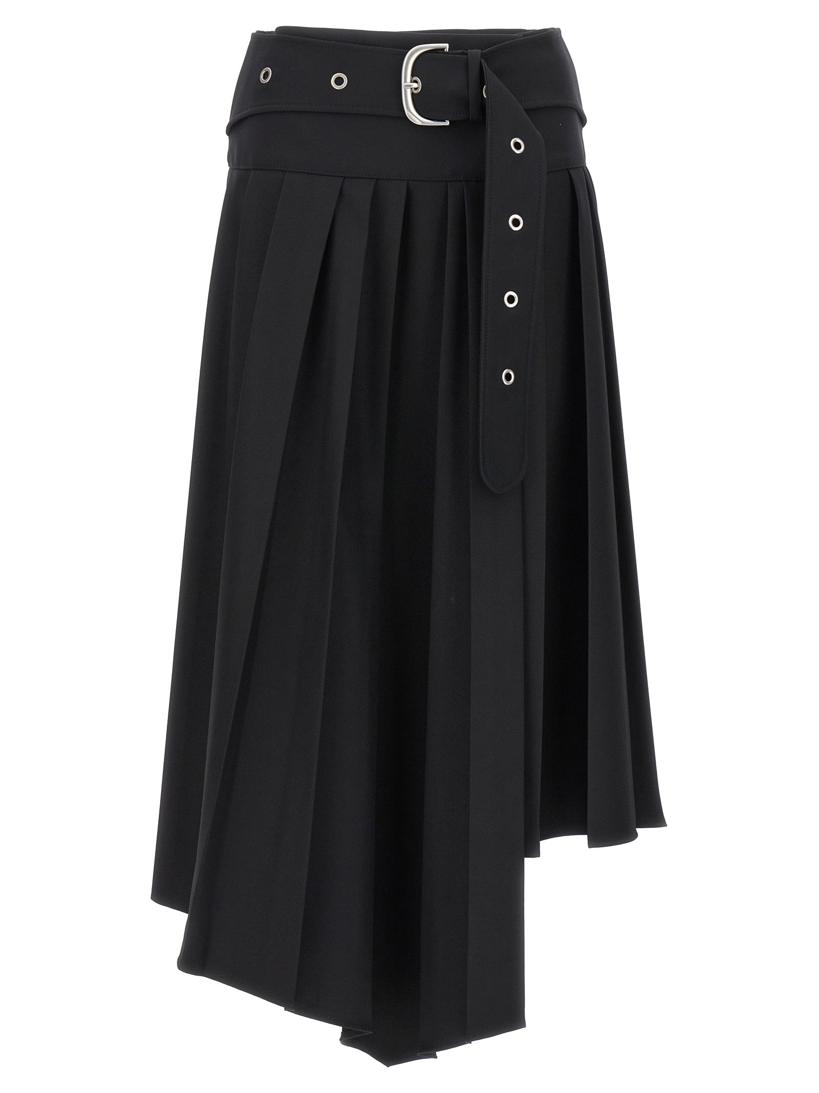 Off-White-Pleated Midi Skirt Gonne Nero-Donna