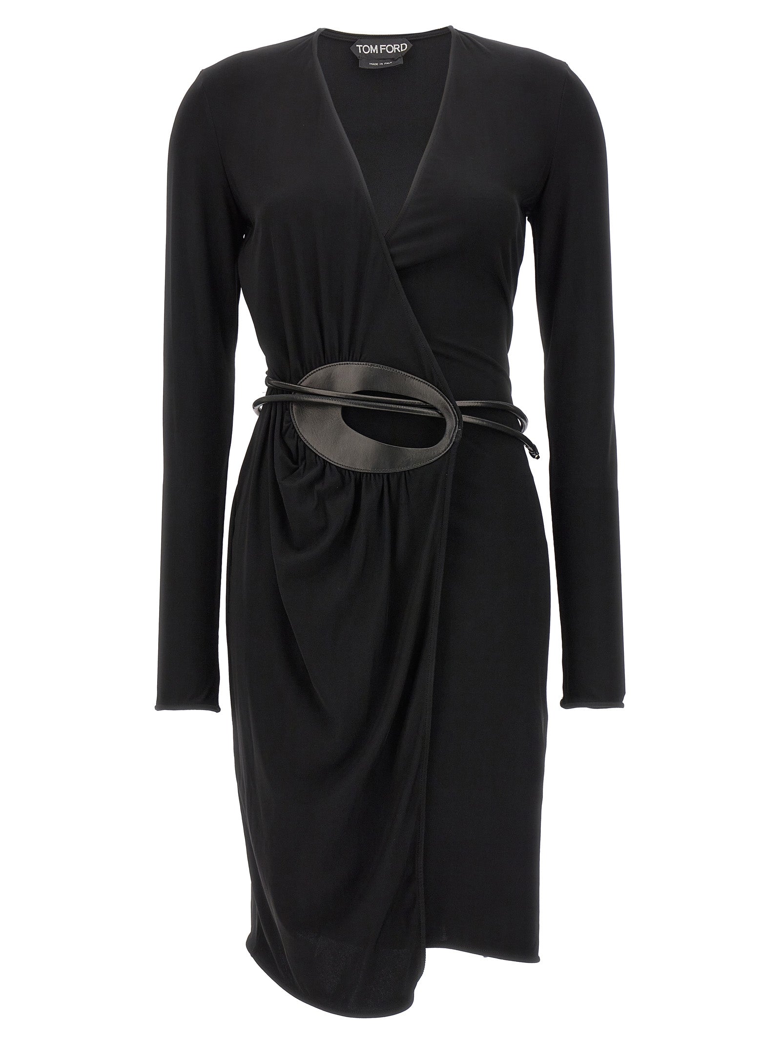 Tom Ford-Leather Jersey Dress Abiti Nero-Donna