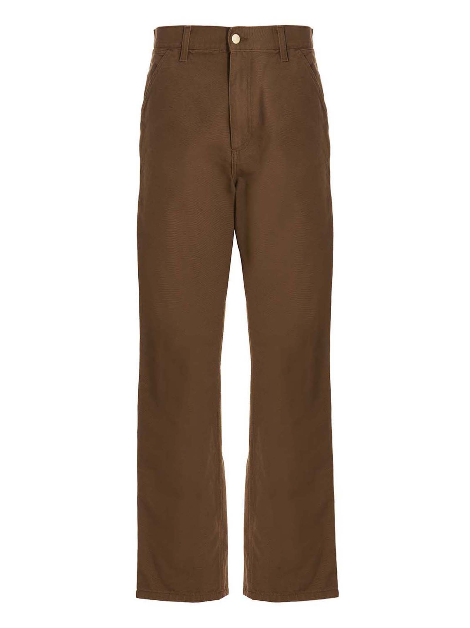 Carhartt Wip-Single Knee' Pantaloni Marrone-Uomo