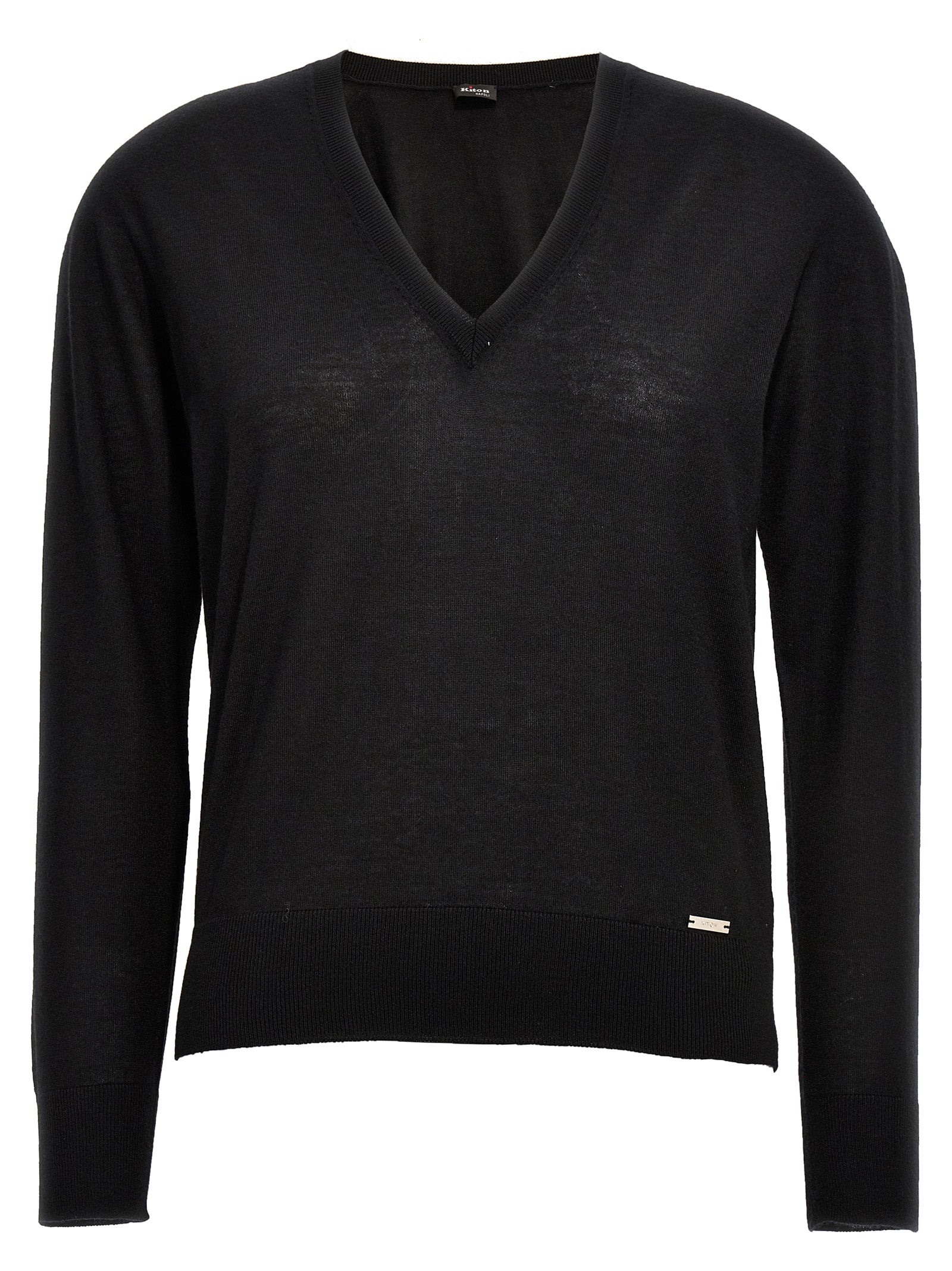 Kiton-V-Neck Sweater Maglioni Nero-Donna