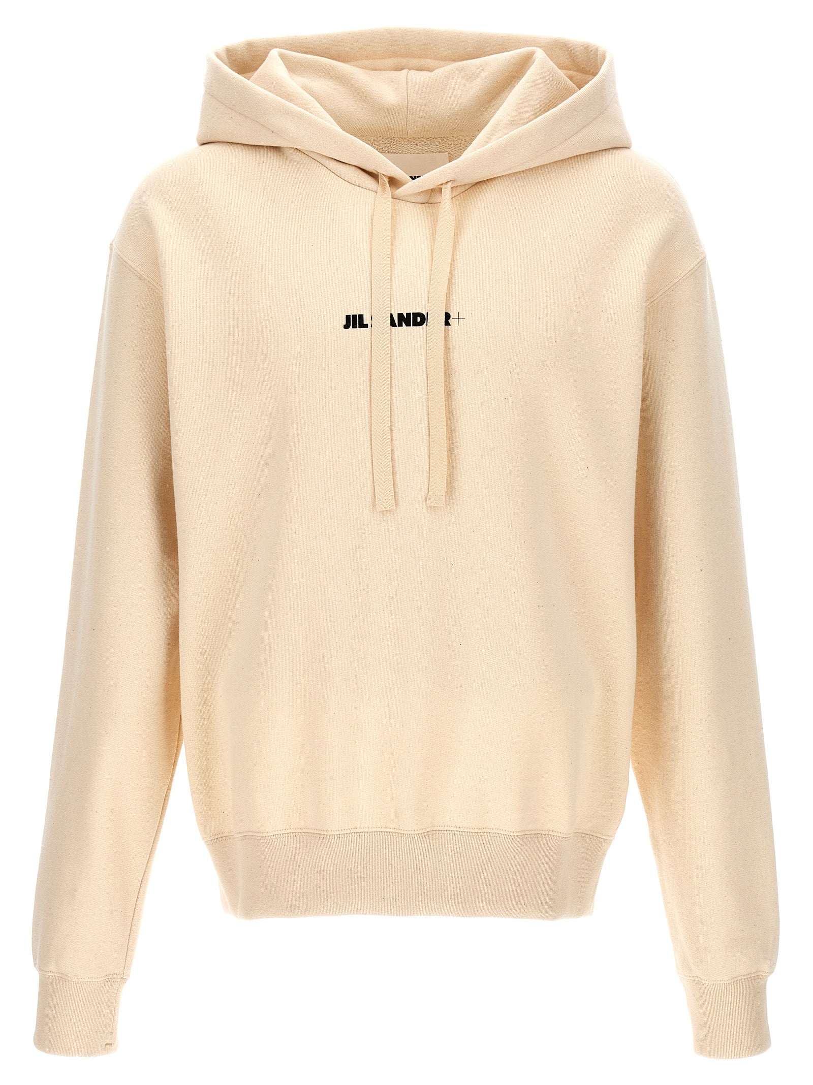 Jil Sander-Logo Print Hoodie Felpe Bianco/Nero-Uomo