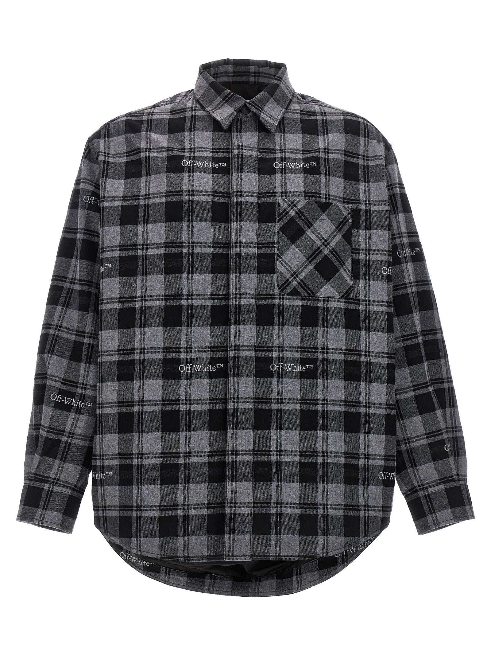 Off-White-Check Flannel Padded Giacche Grigio-Uomo