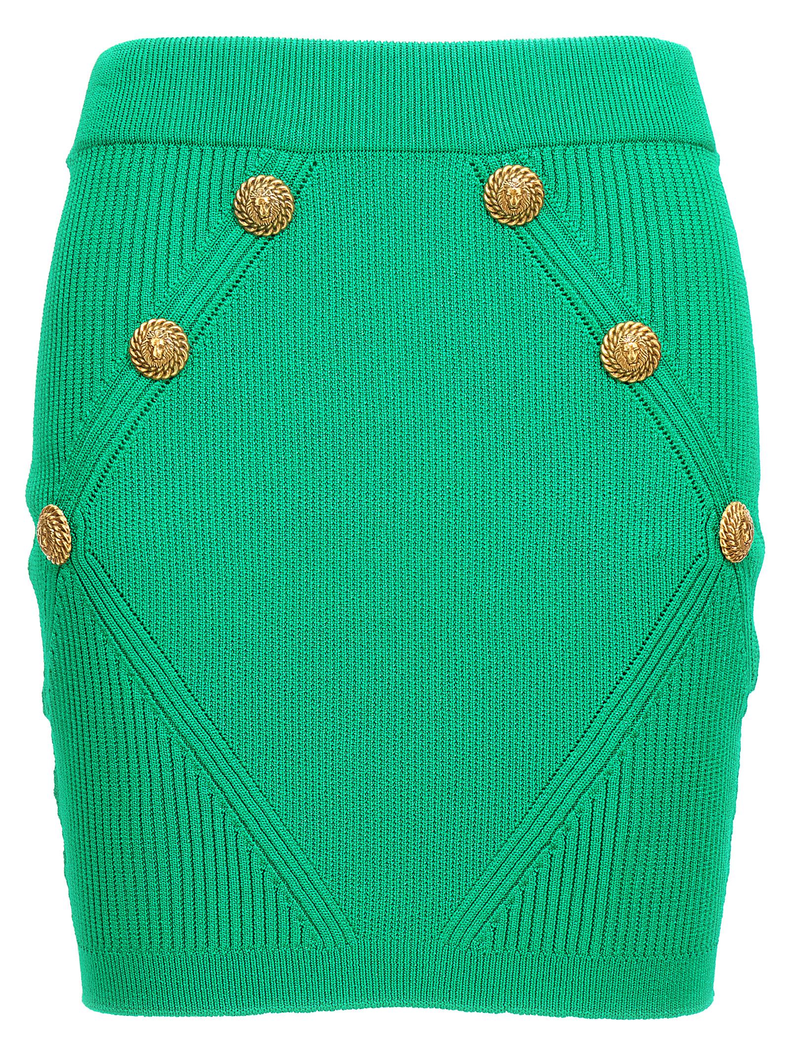 Balmain-Knitted Skirt Gonne Verde-Donna