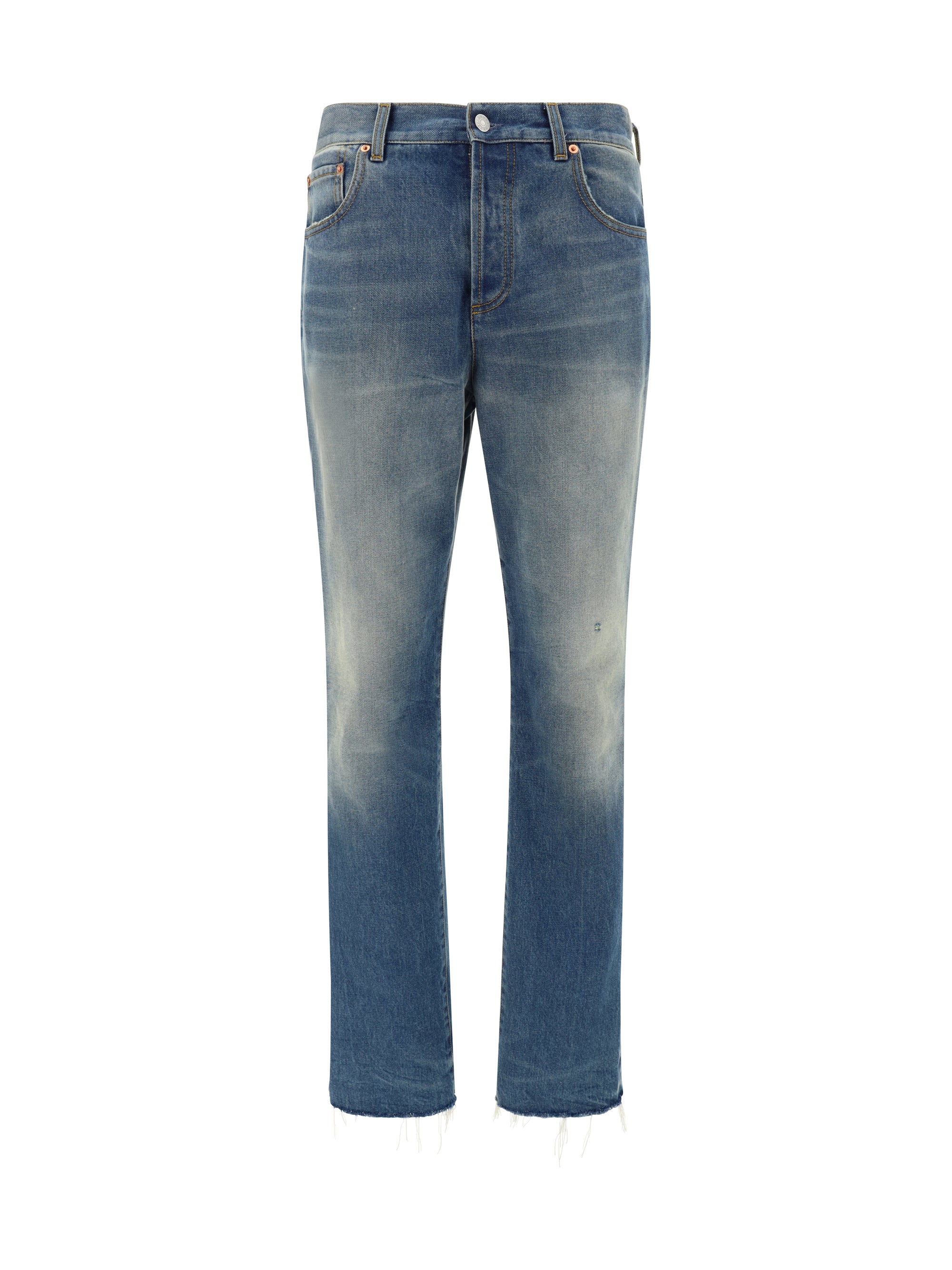 Gucci-Jeans in cotone con etichetta logata-Uomo