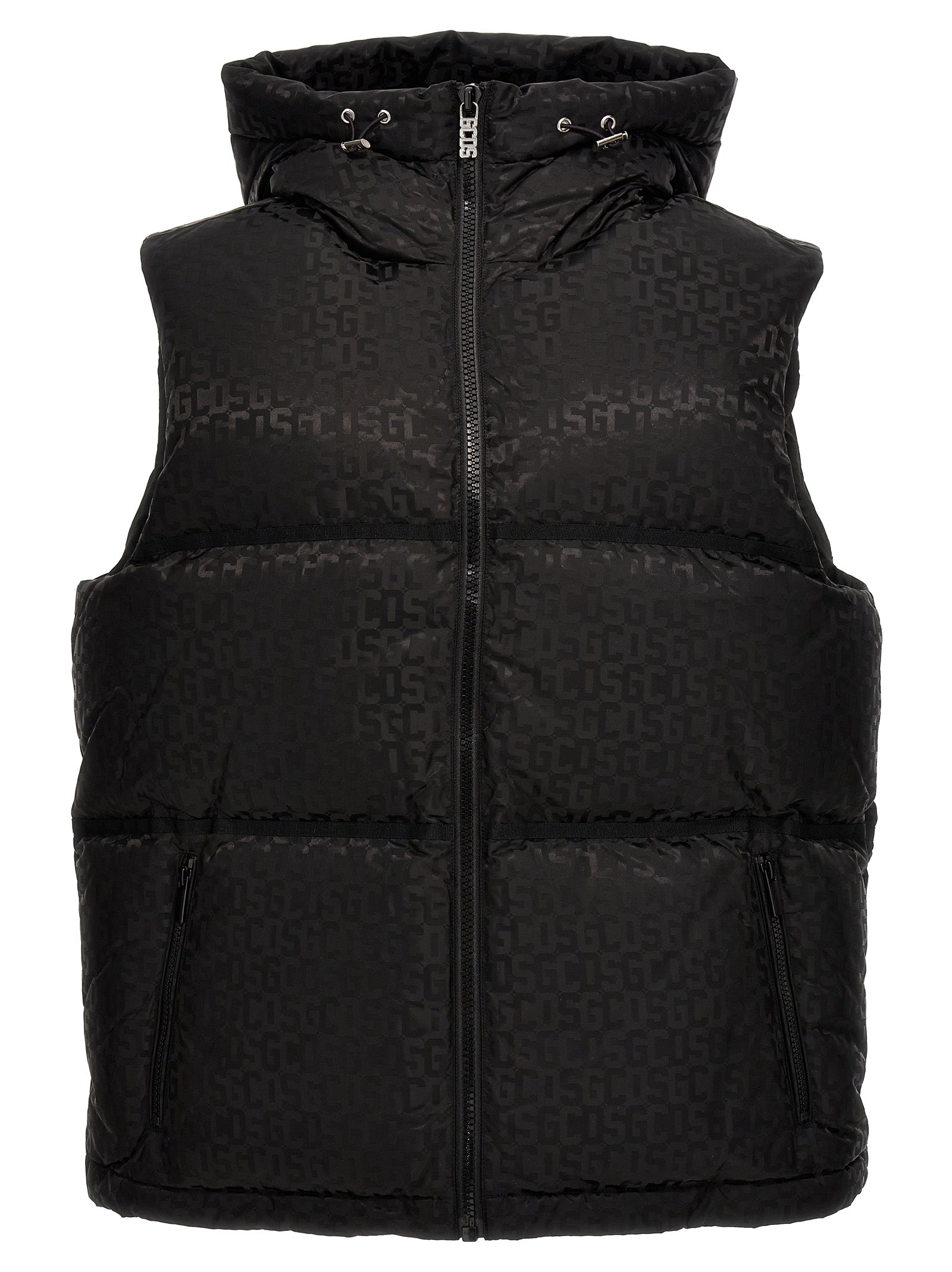 Gcds-All Over Logo Giler Gilet Nero-Uomo