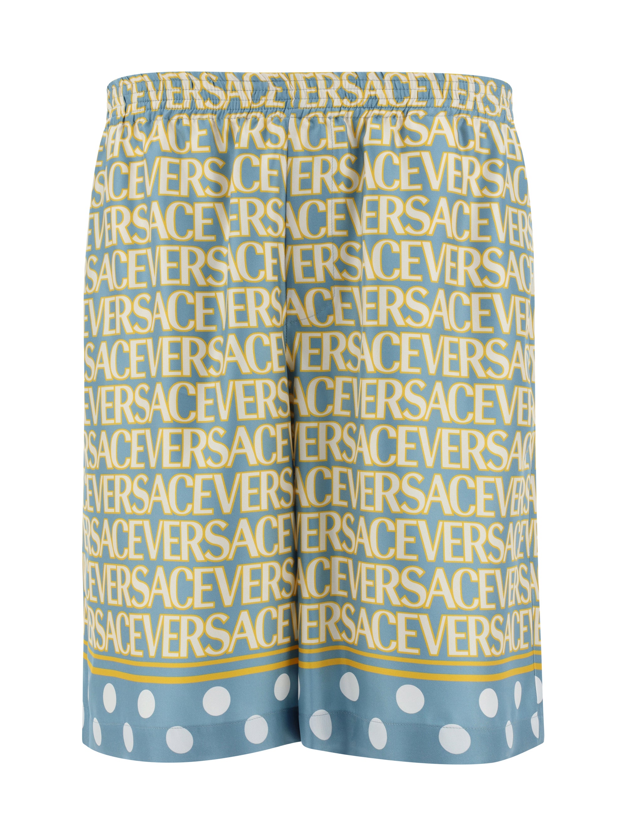 Versace-Bermuda in seta con logo all-over-Uomo