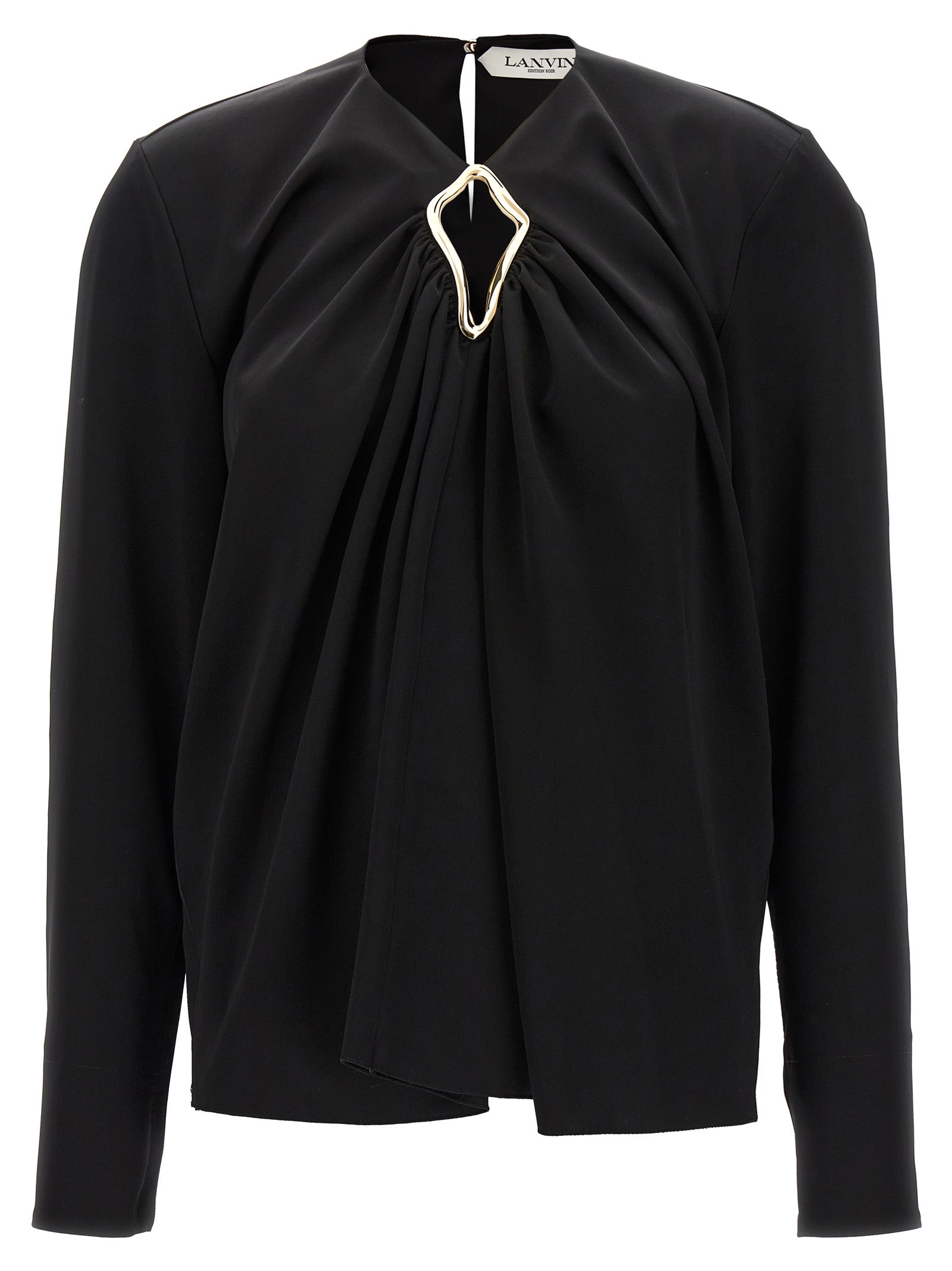 Lanvin-Metallic Detail Blouse Camicie Nero-Donna