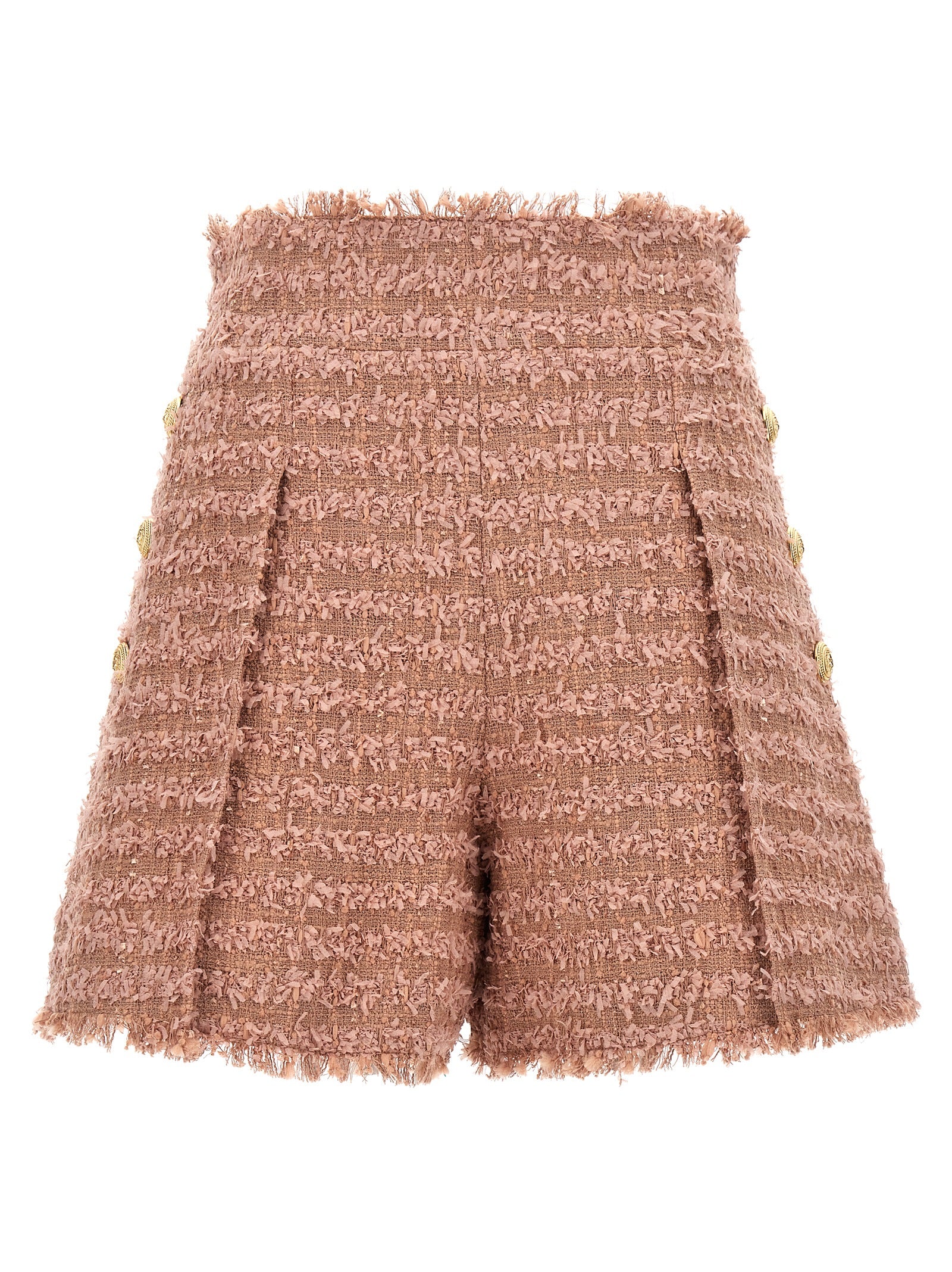 Balmain-Tweed Shorts Bermuda, Short Rosa-Donna