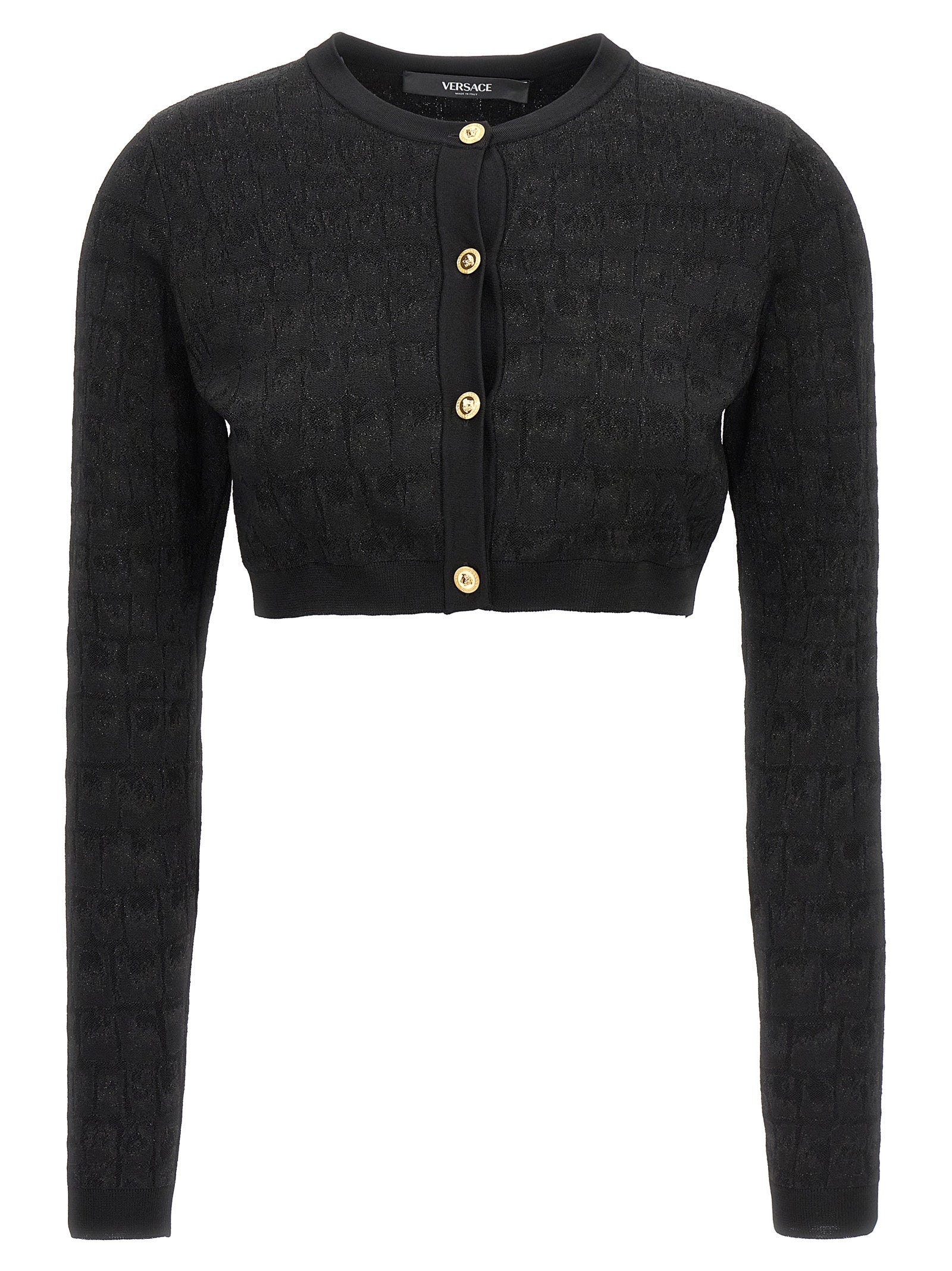 Versace-Crocodile-Effect Cardigan Maglioni Nero-Donna