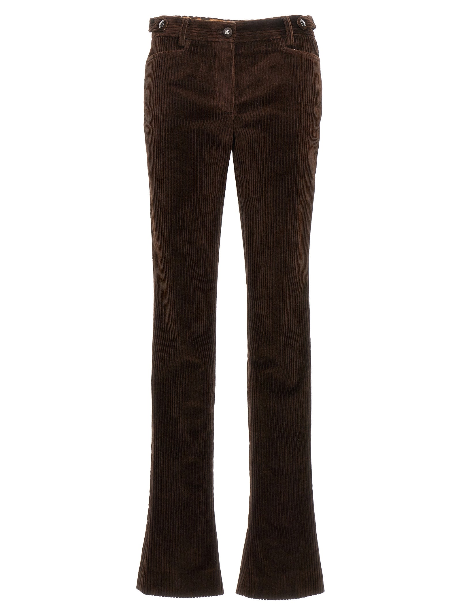 Dolce & Gabbana-Corduroy Pantaloni Marrone-Donna